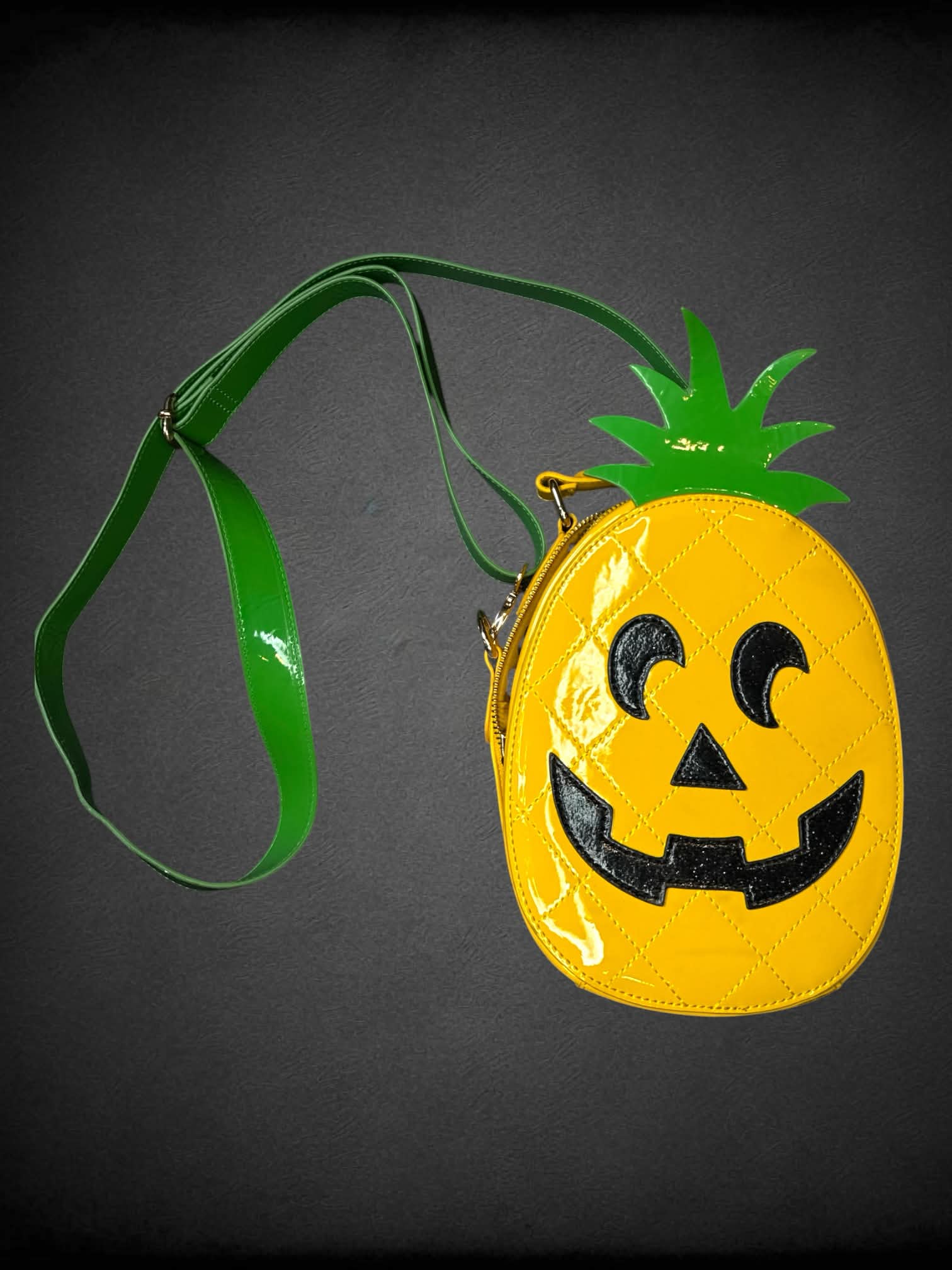 Pineapple jack o lantern shoulder bag with zipper pocket