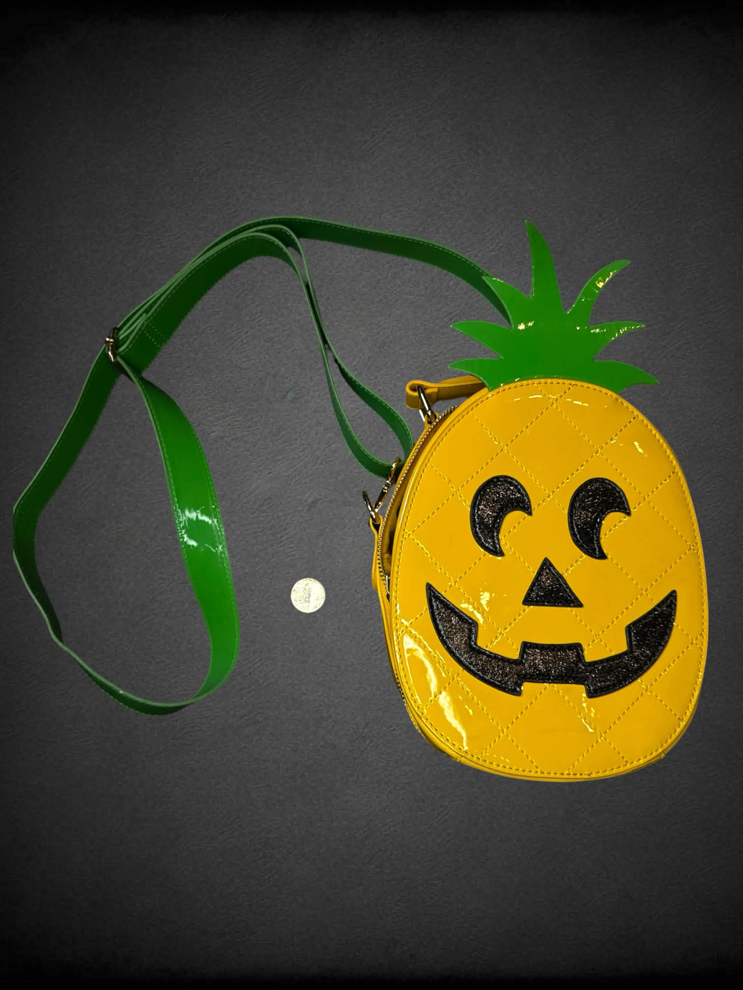 Pineapple jack o lantern shoulder bag with zipper pocket