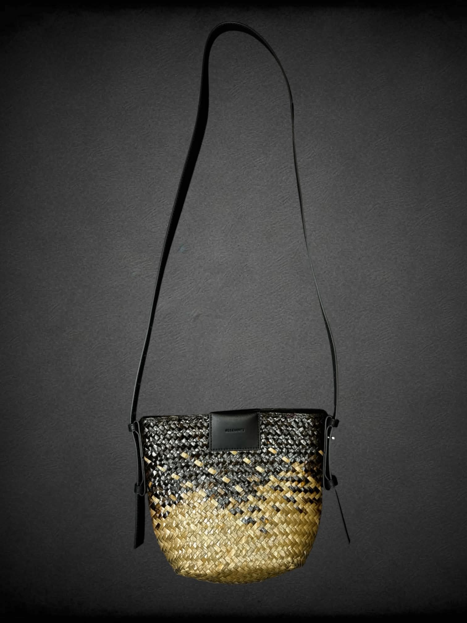 All Saints woven basket shoulder bag with magnetic snap pocket