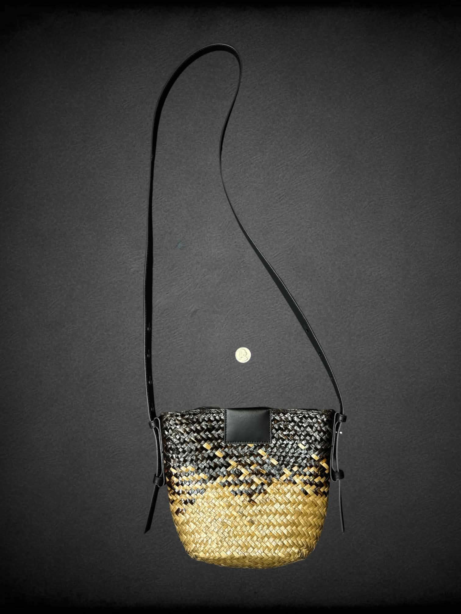 All Saints woven basket shoulder bag with magnetic snap pocket