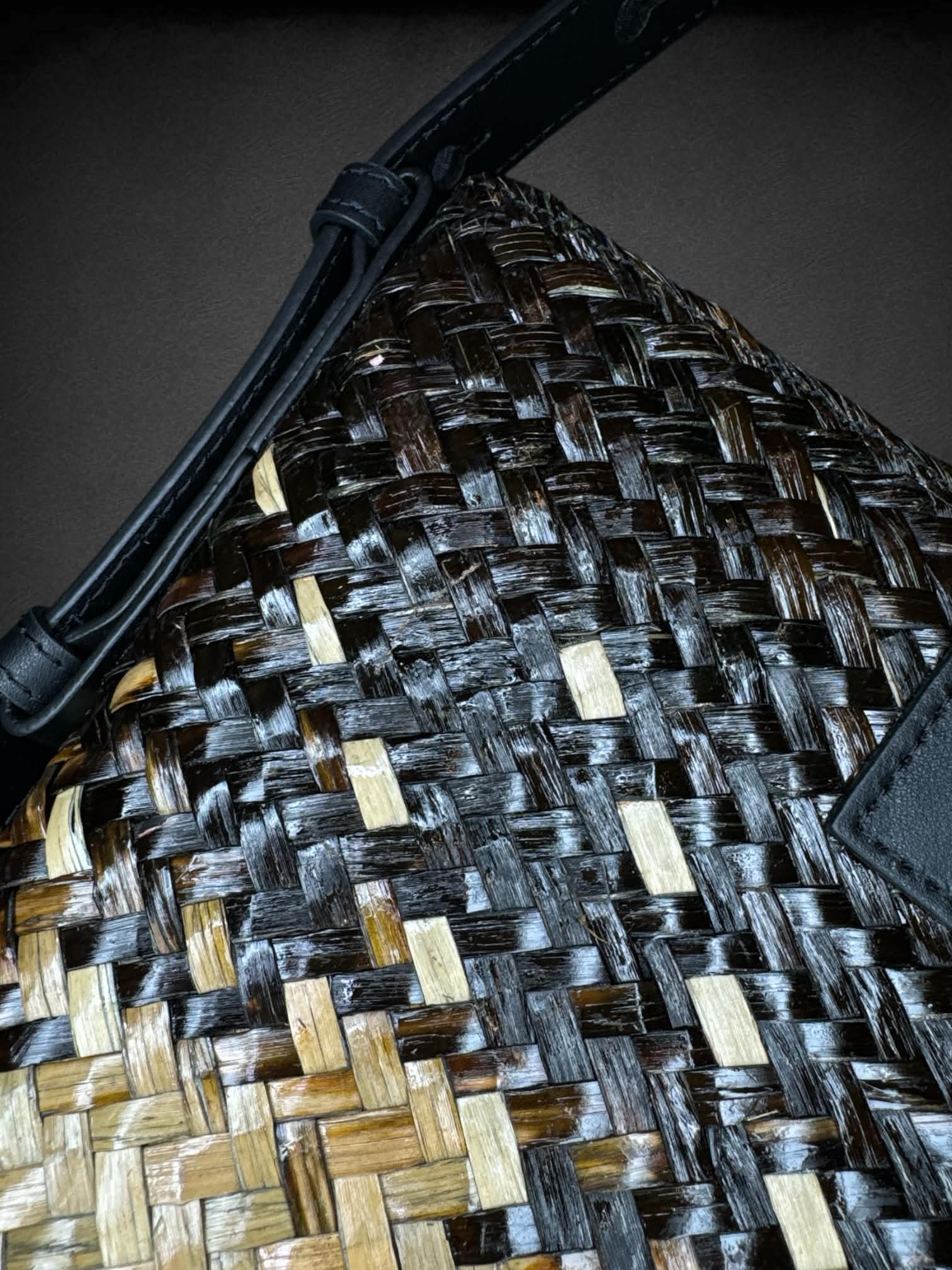 All Saints woven basket shoulder bag with magnetic snap pocket