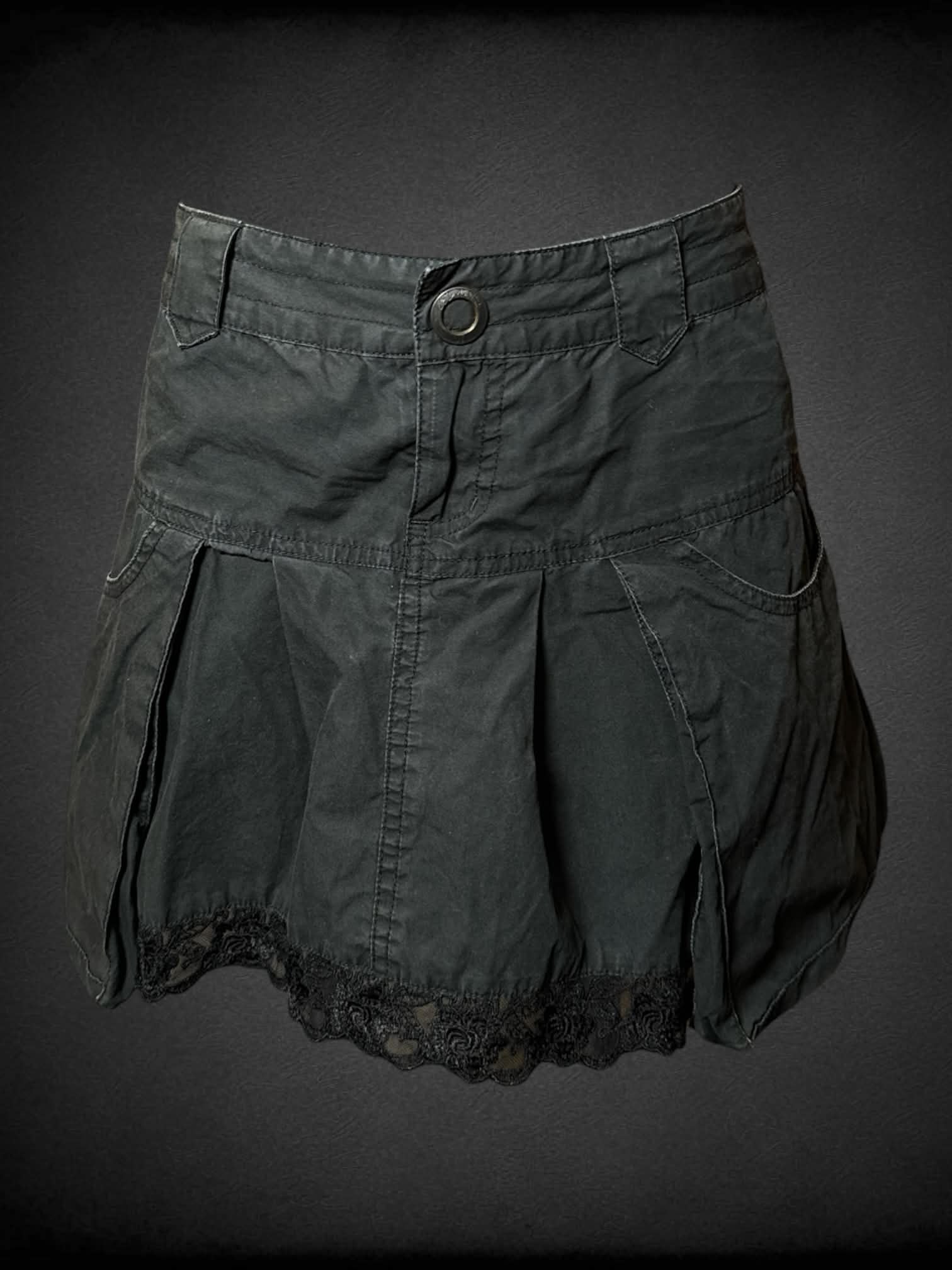 S Hurley black skirt with lace hem and pockets