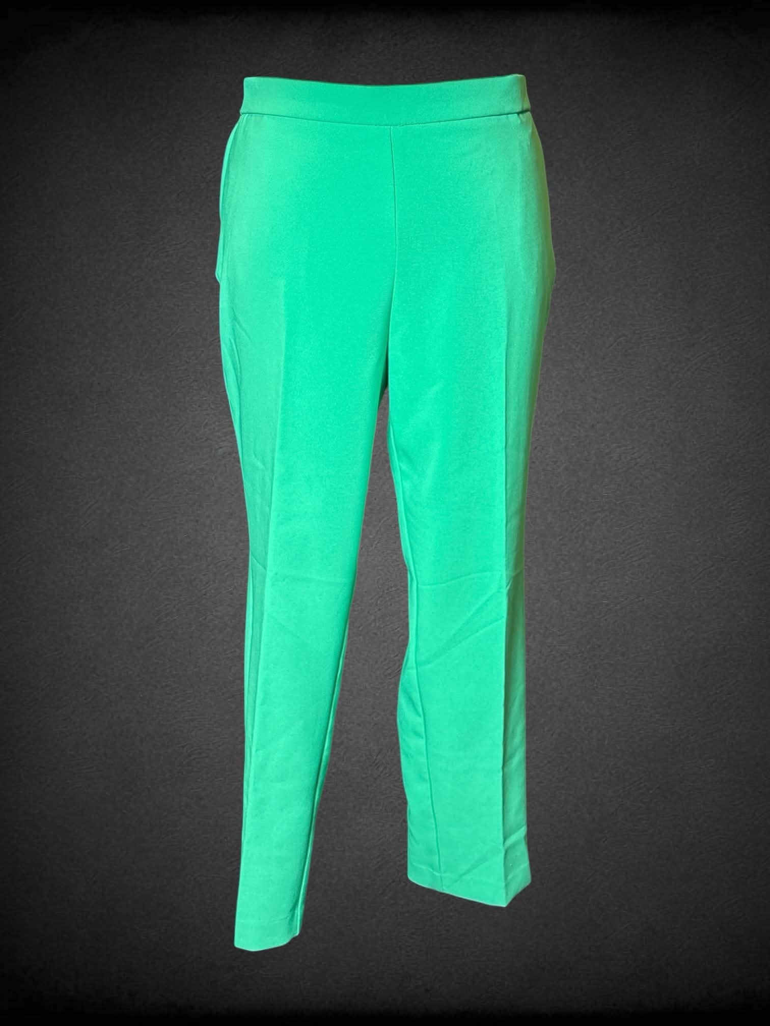 2X Anne Klein green formal pants with faux pockets, and stretch waist