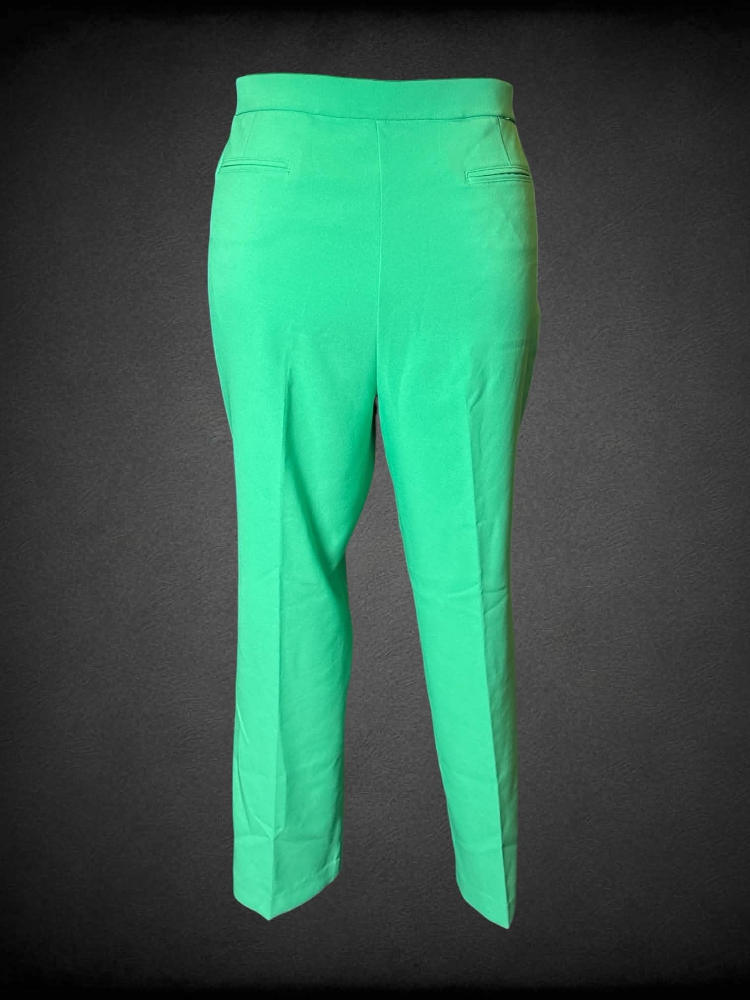 2X Anne Klein green formal pants with faux pockets, and stretch waist