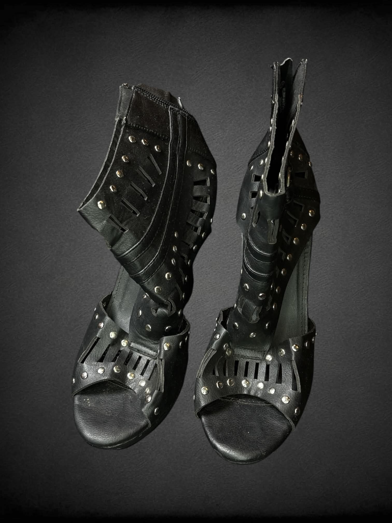 Size 11 Dots black wedge heels with metallic detailing