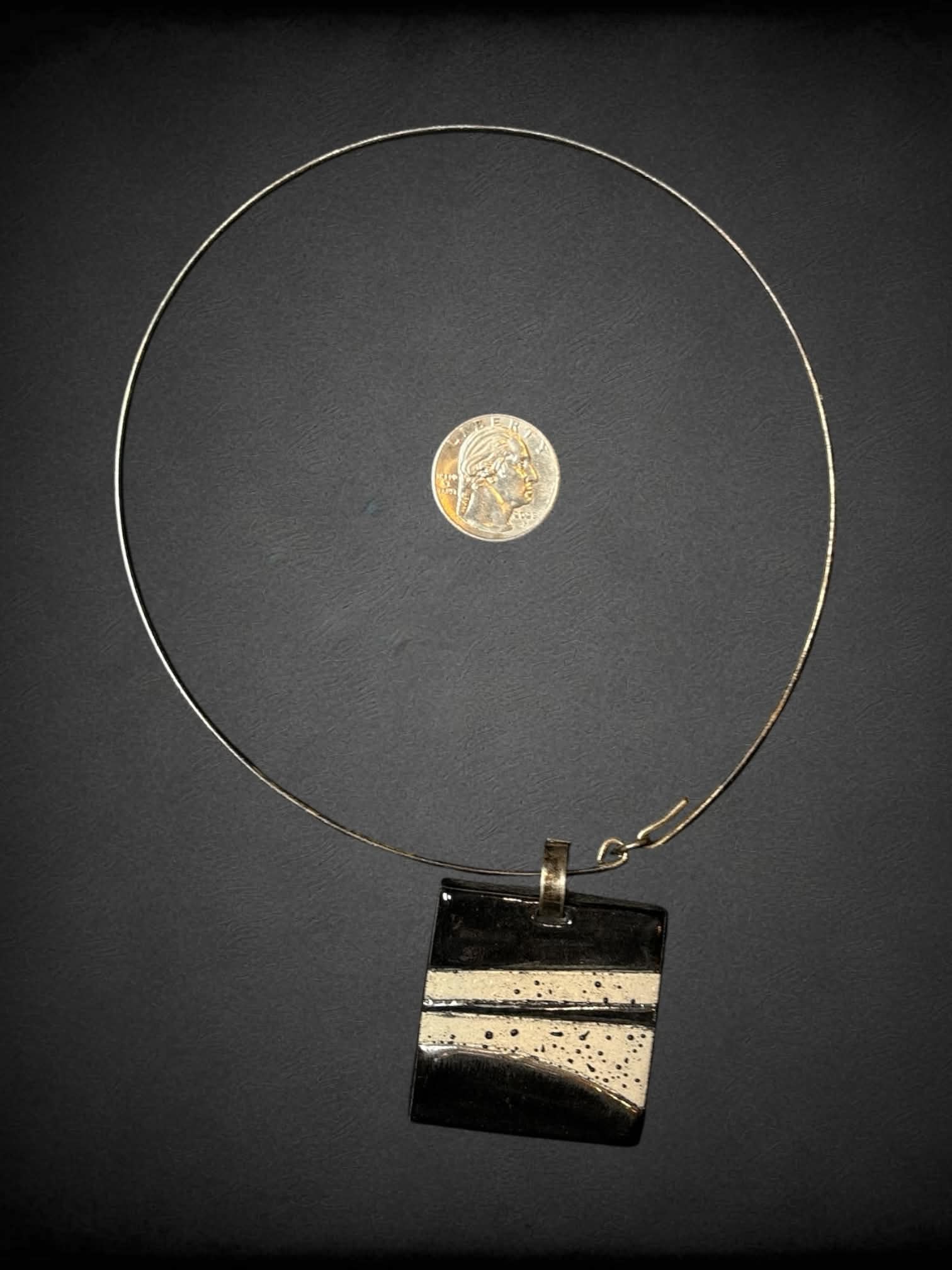 Rare 1 of 1 Victoria Tillard ceramic art piece necklace with metallic black charm