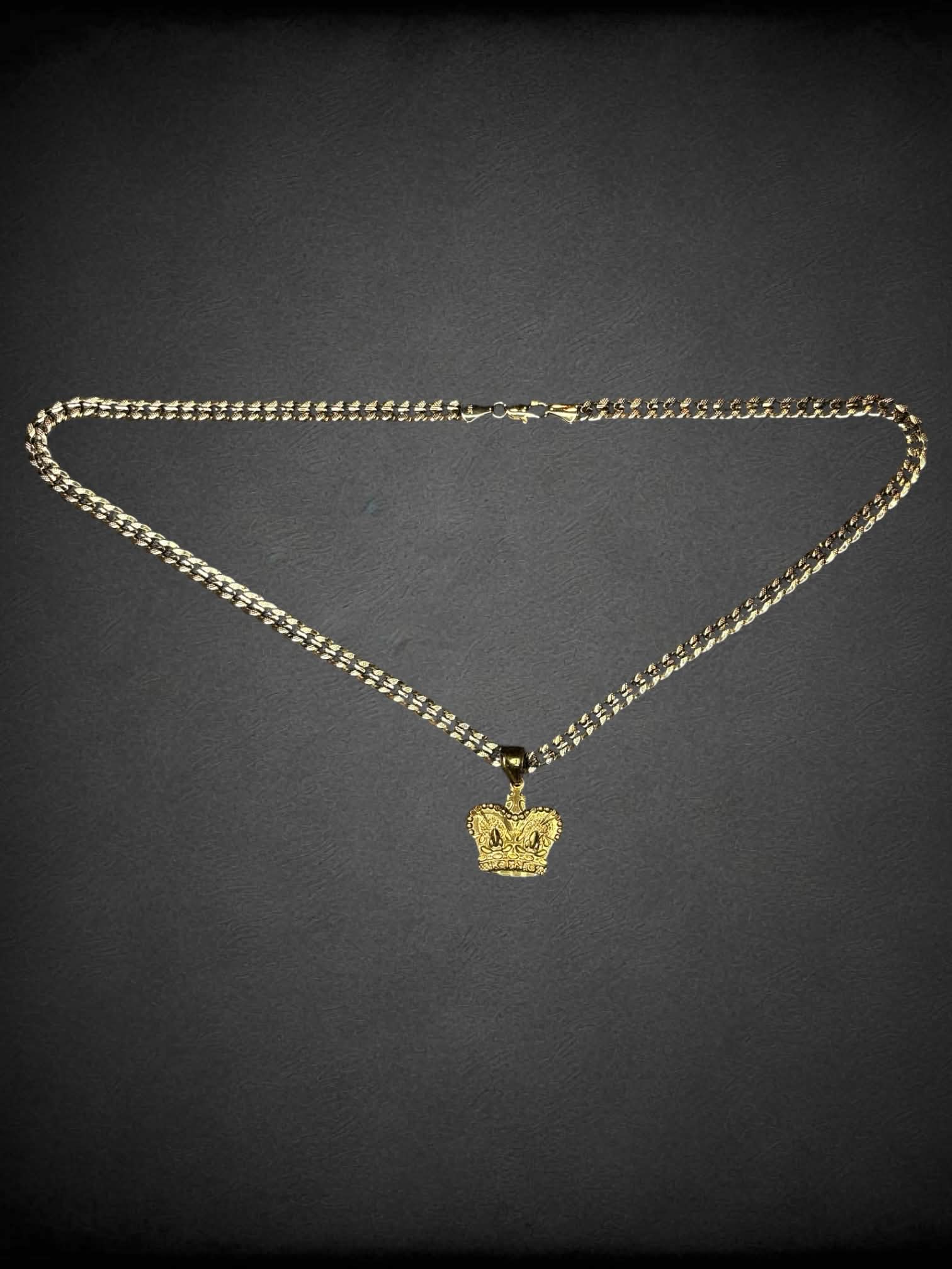 18k gold plated chain necklace with crown charm