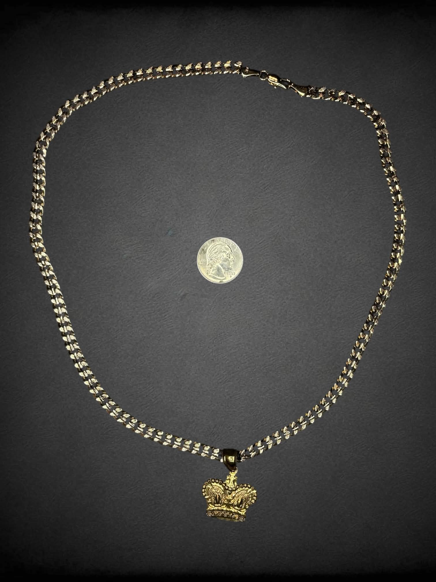 18k gold plated chain necklace with crown charm