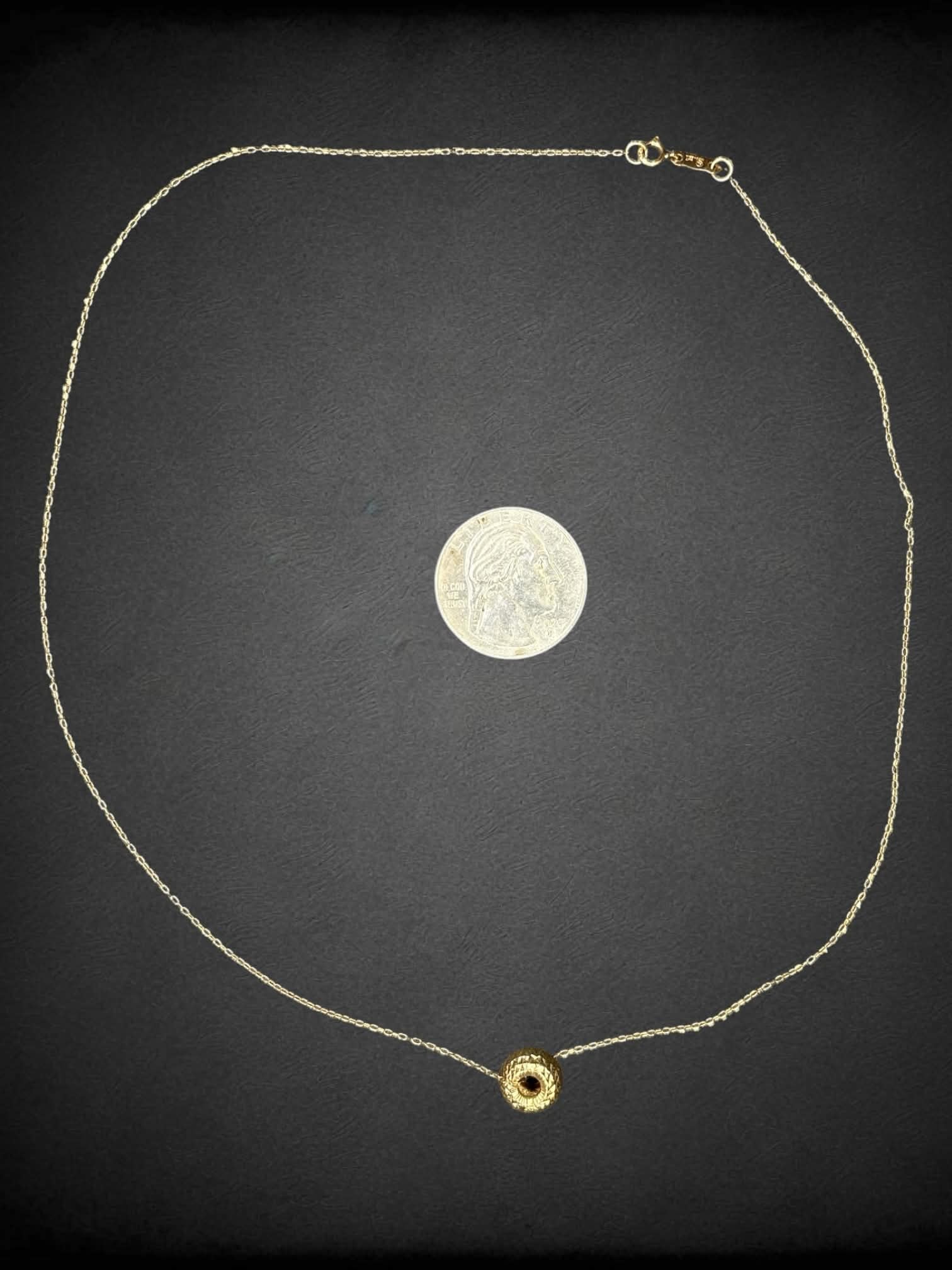 14k gold plate delicate chain necklace with gold bead charm