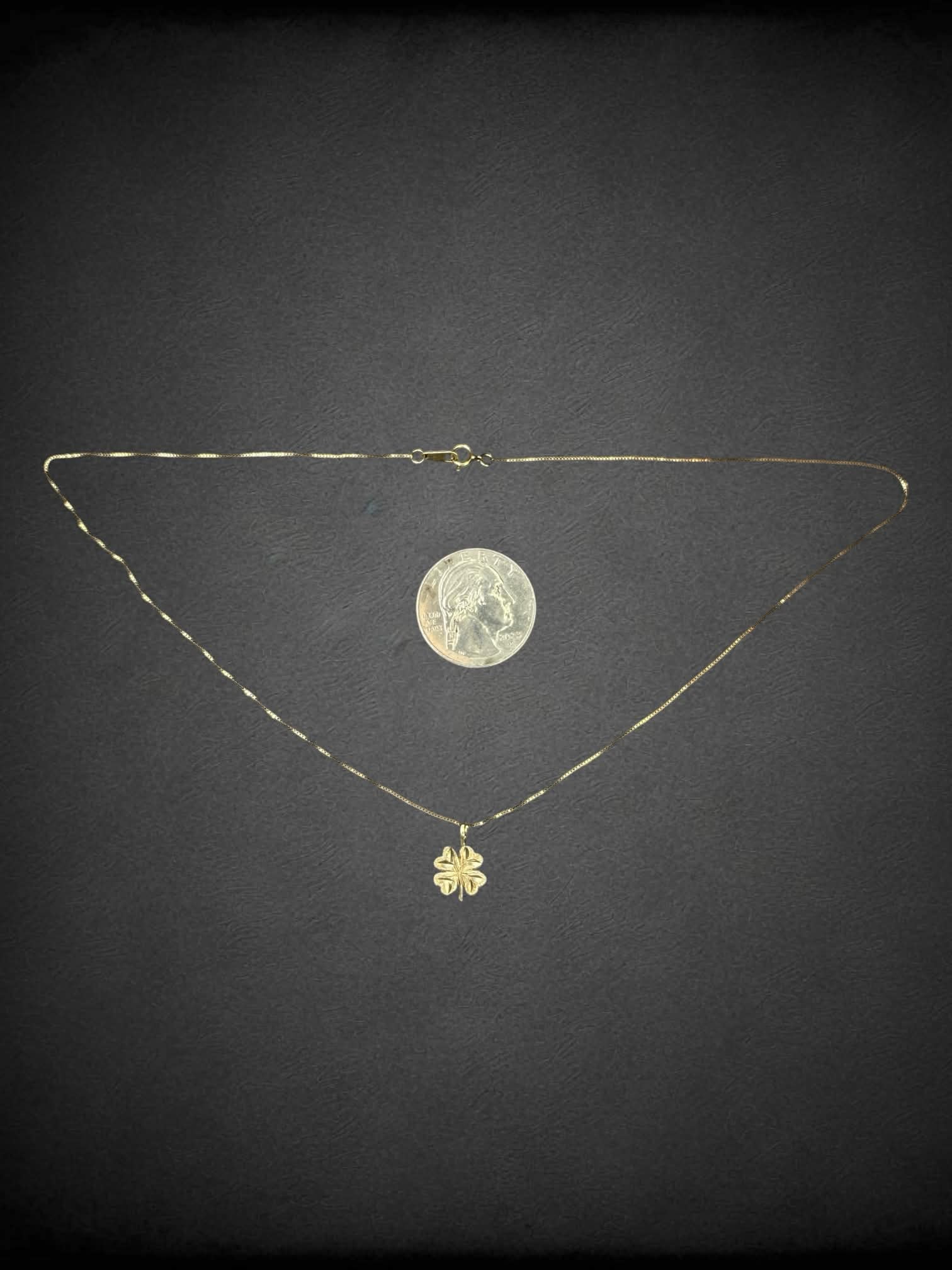 10k gold plate chain necklace with clover charm