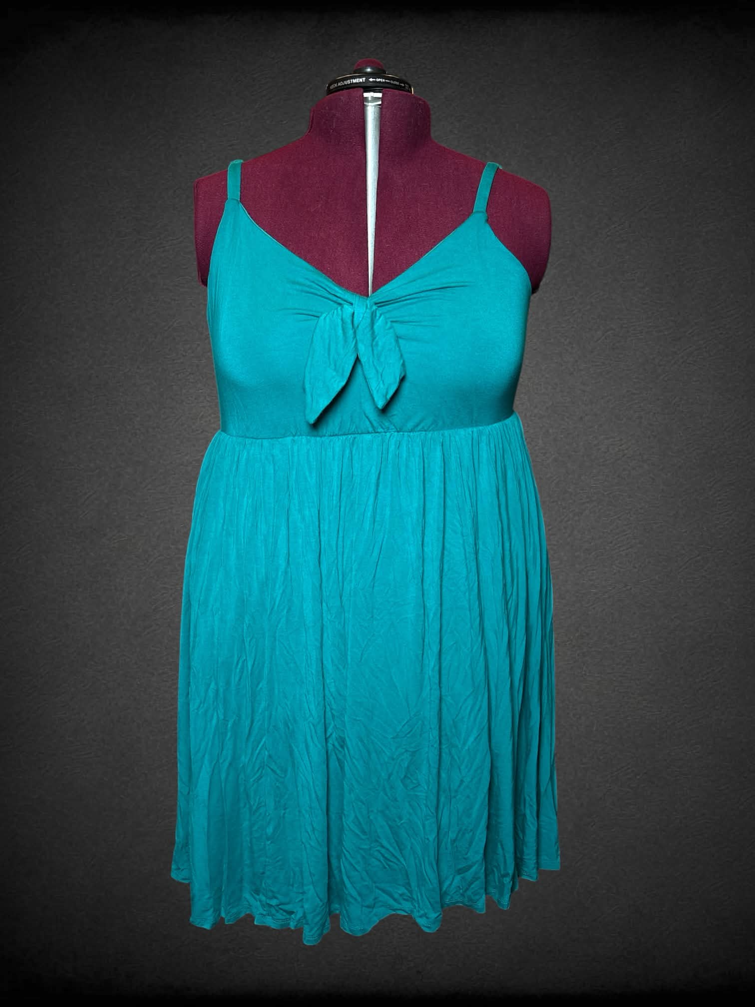 2X Torrid teal dress with shirred back, and adjustable straps