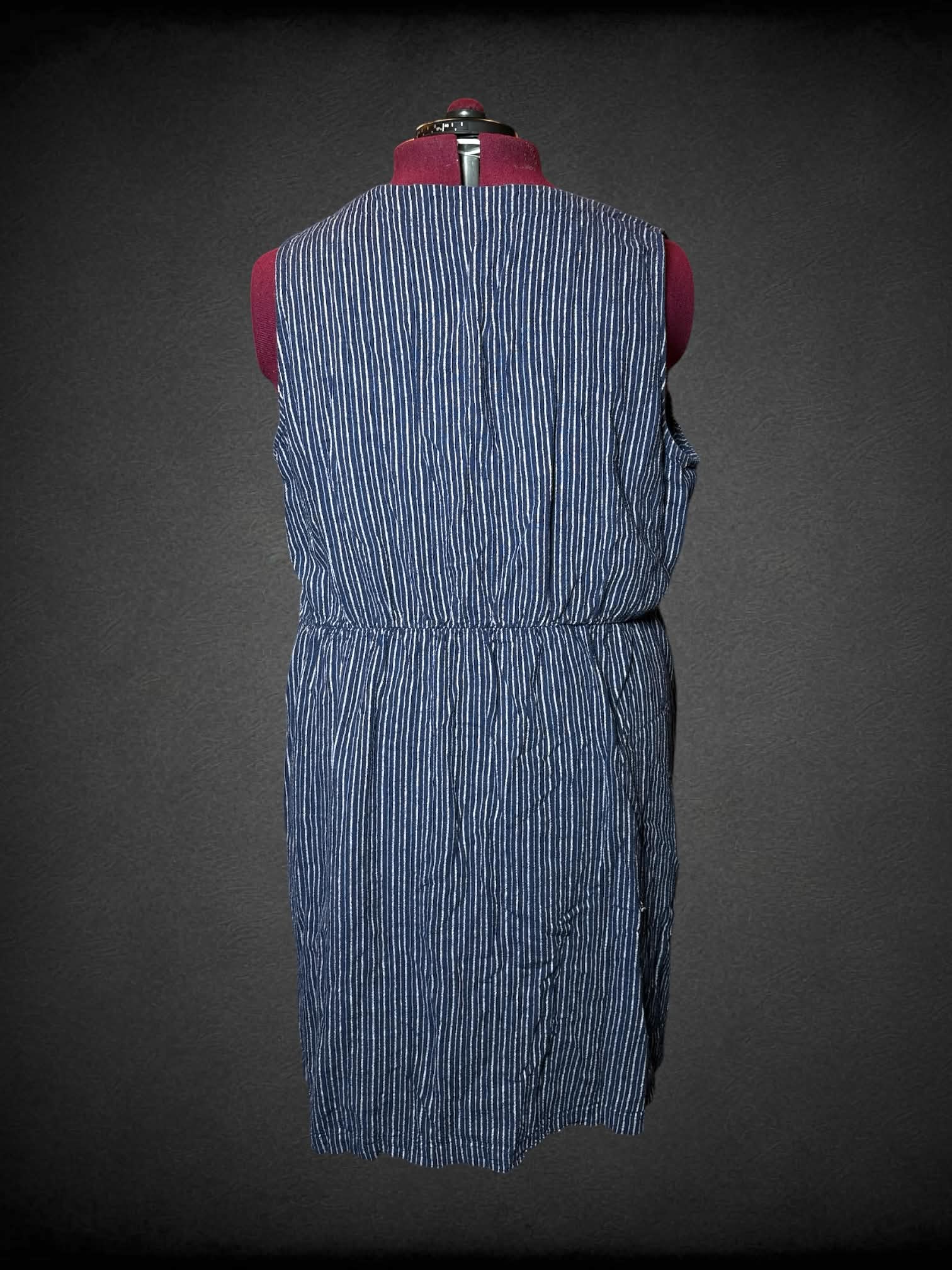 3X Old Navy blue & white striped button-up dress with pockets