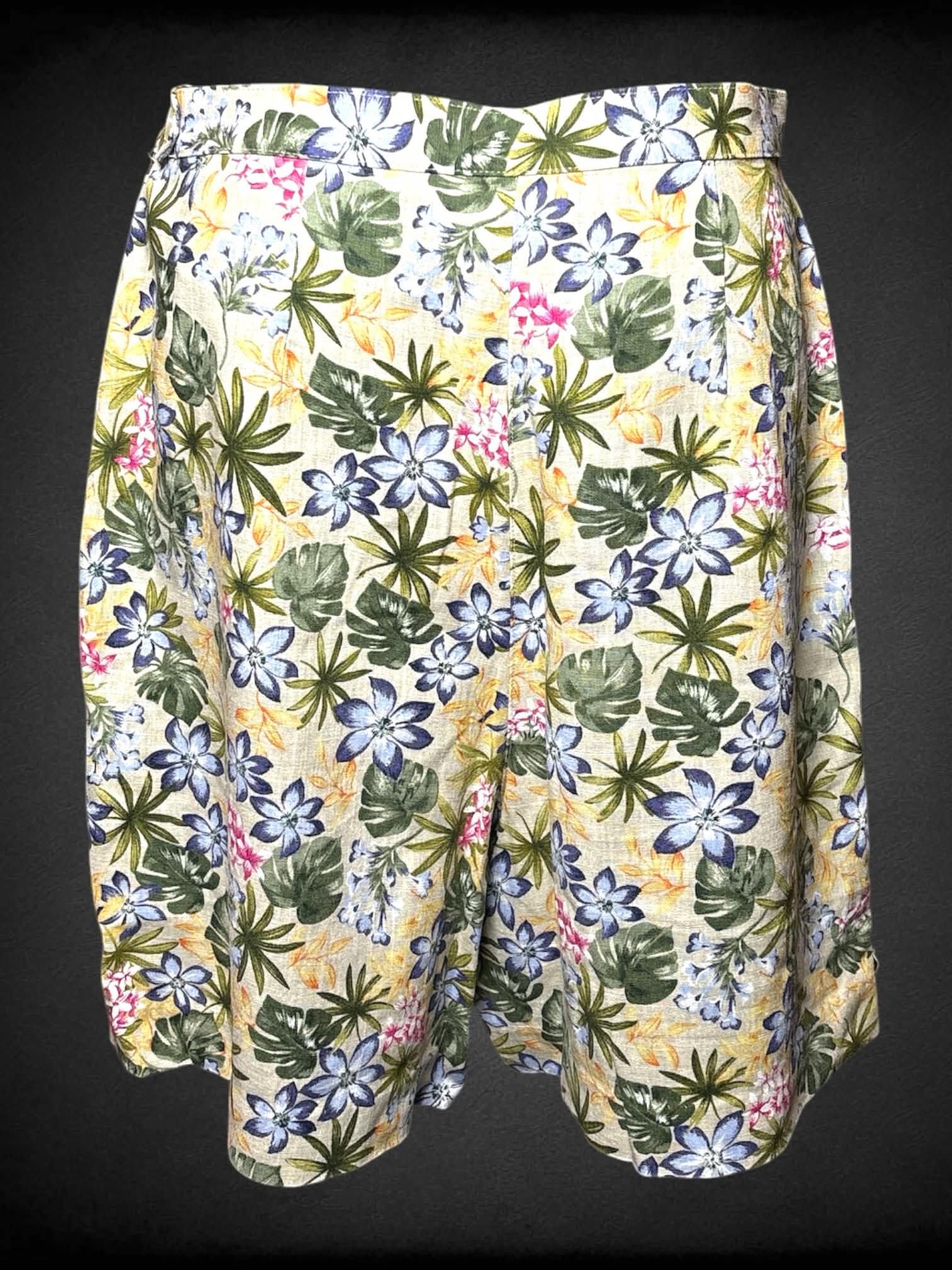 M Liz Claiborne vintage pencil skirt with floral pattern, zipper and buttons on side, and built-in shorts