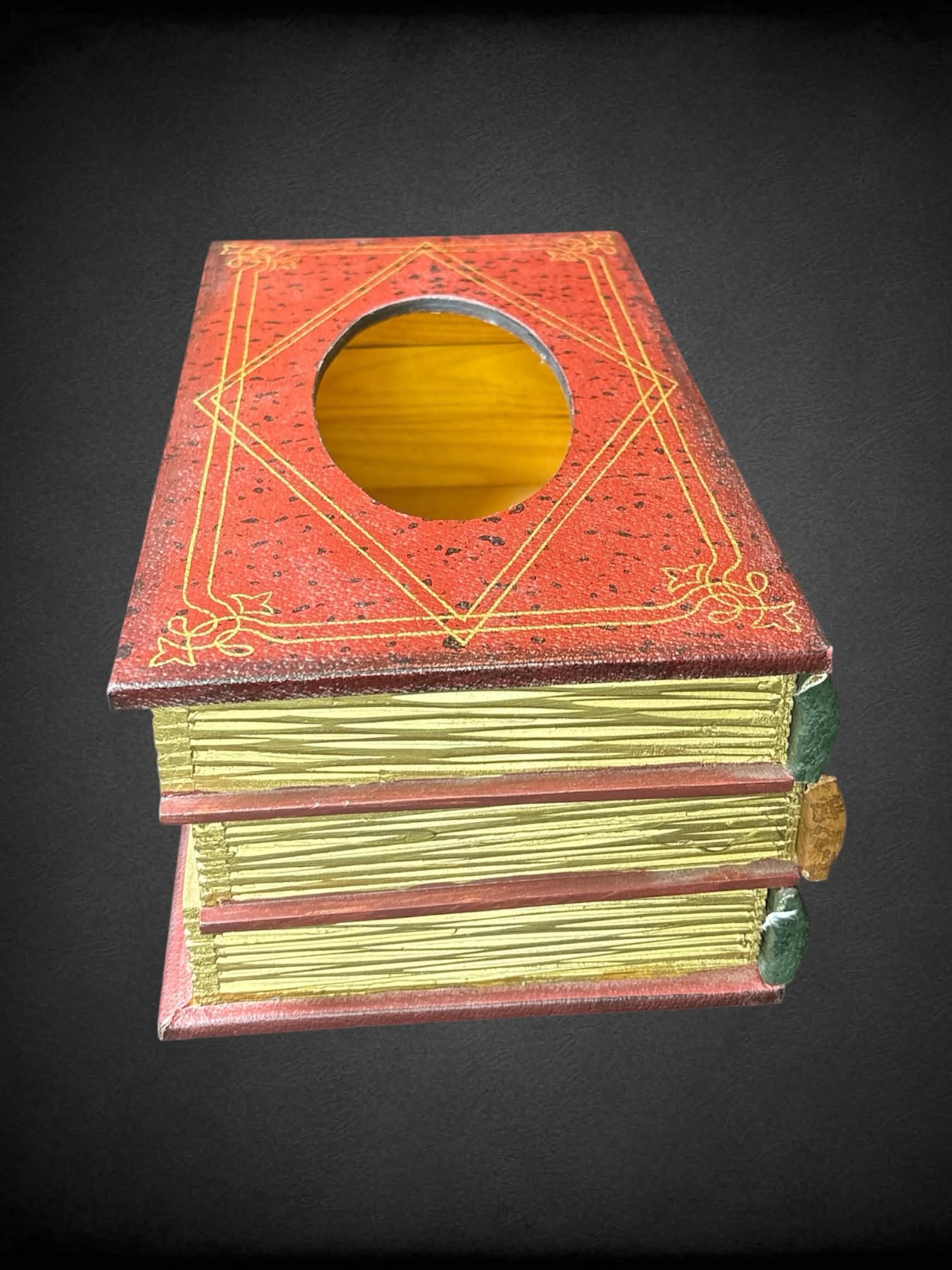 Wooden “book stack” tissue box