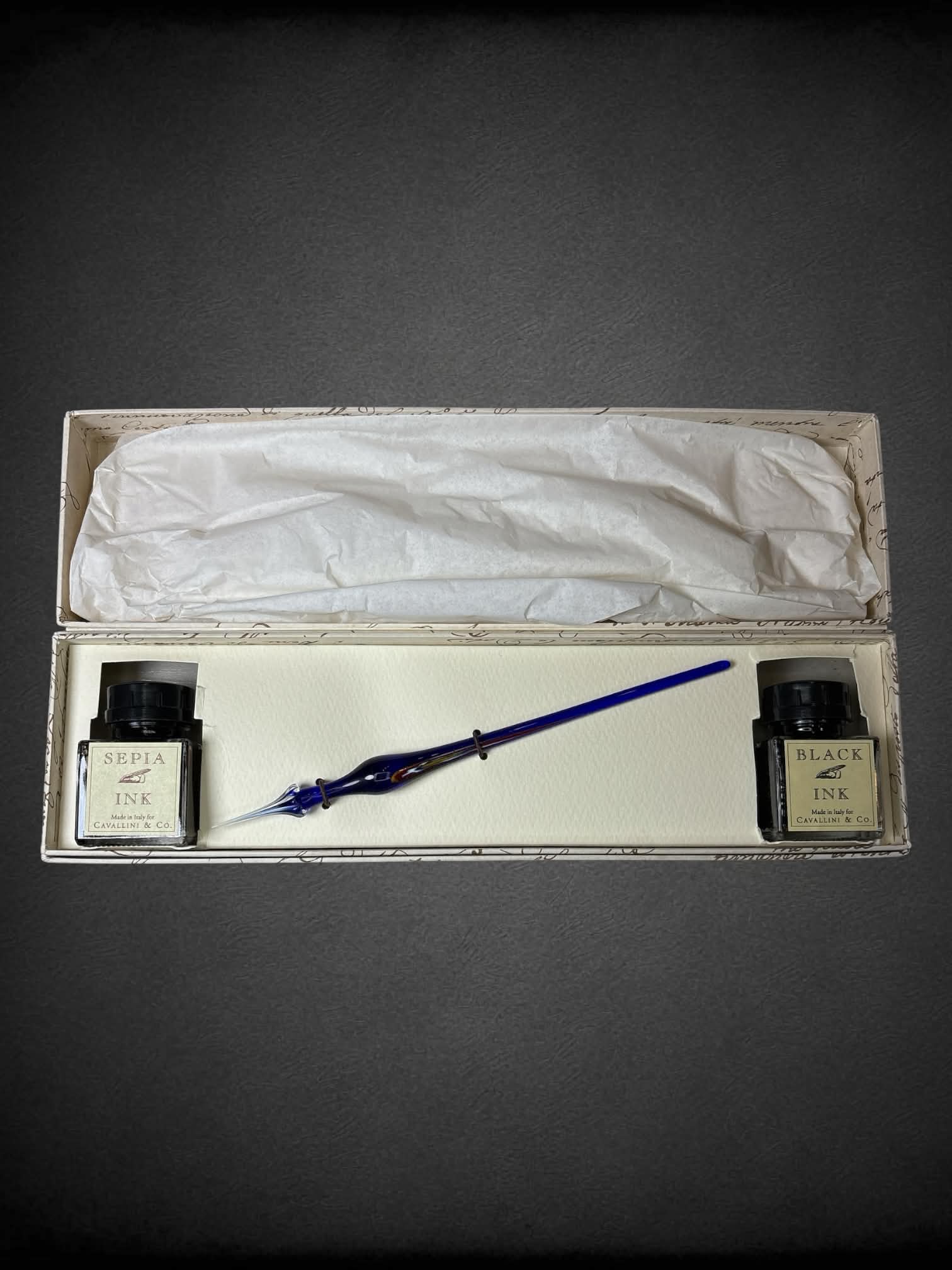 Venetian Glass Pen new in box with sepia & black ink included