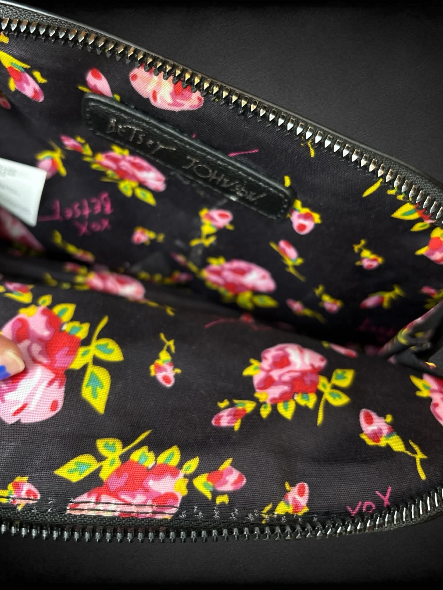 Betsey Johnson rainbow striped shoulder bag with zipper pocket