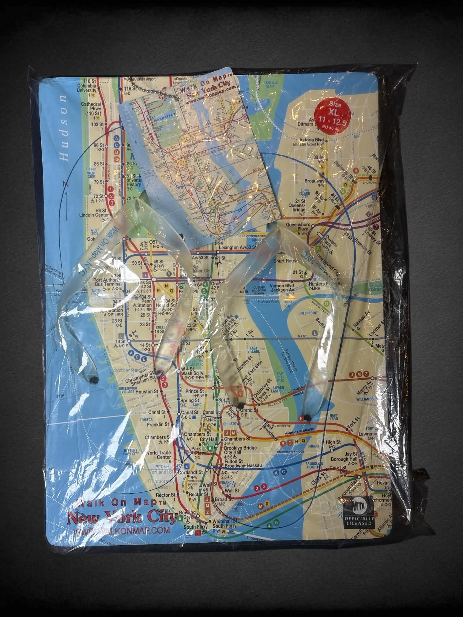 Size 11-12.5 NYC map flip flops new in package