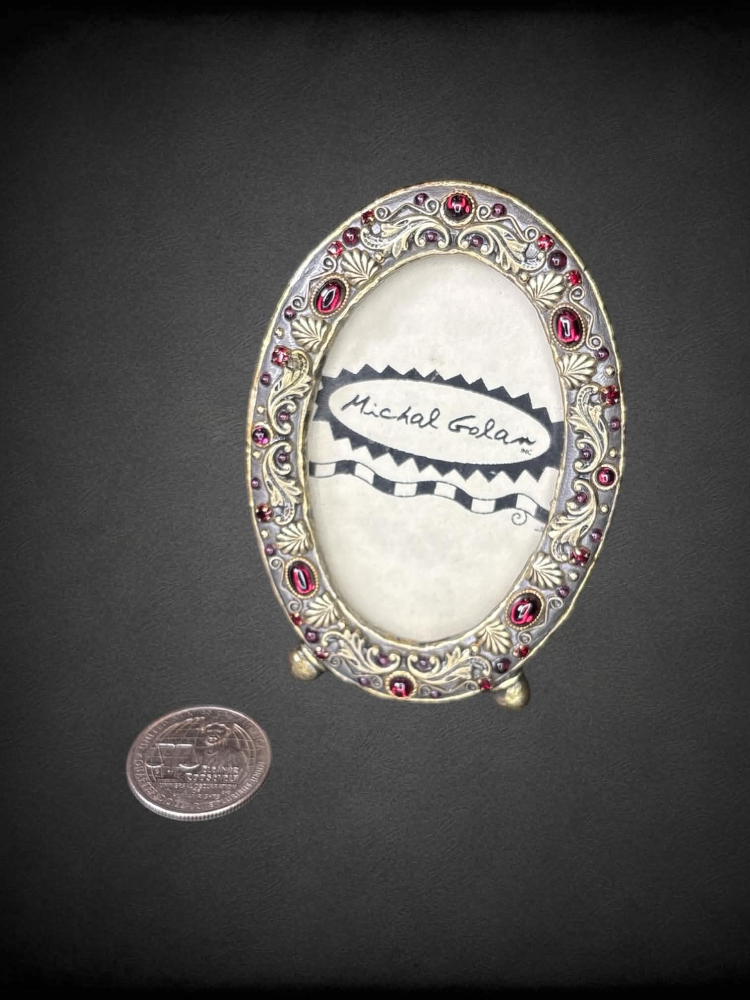 Michael Golan artisan mini stand-up frame with intricate stone detailing