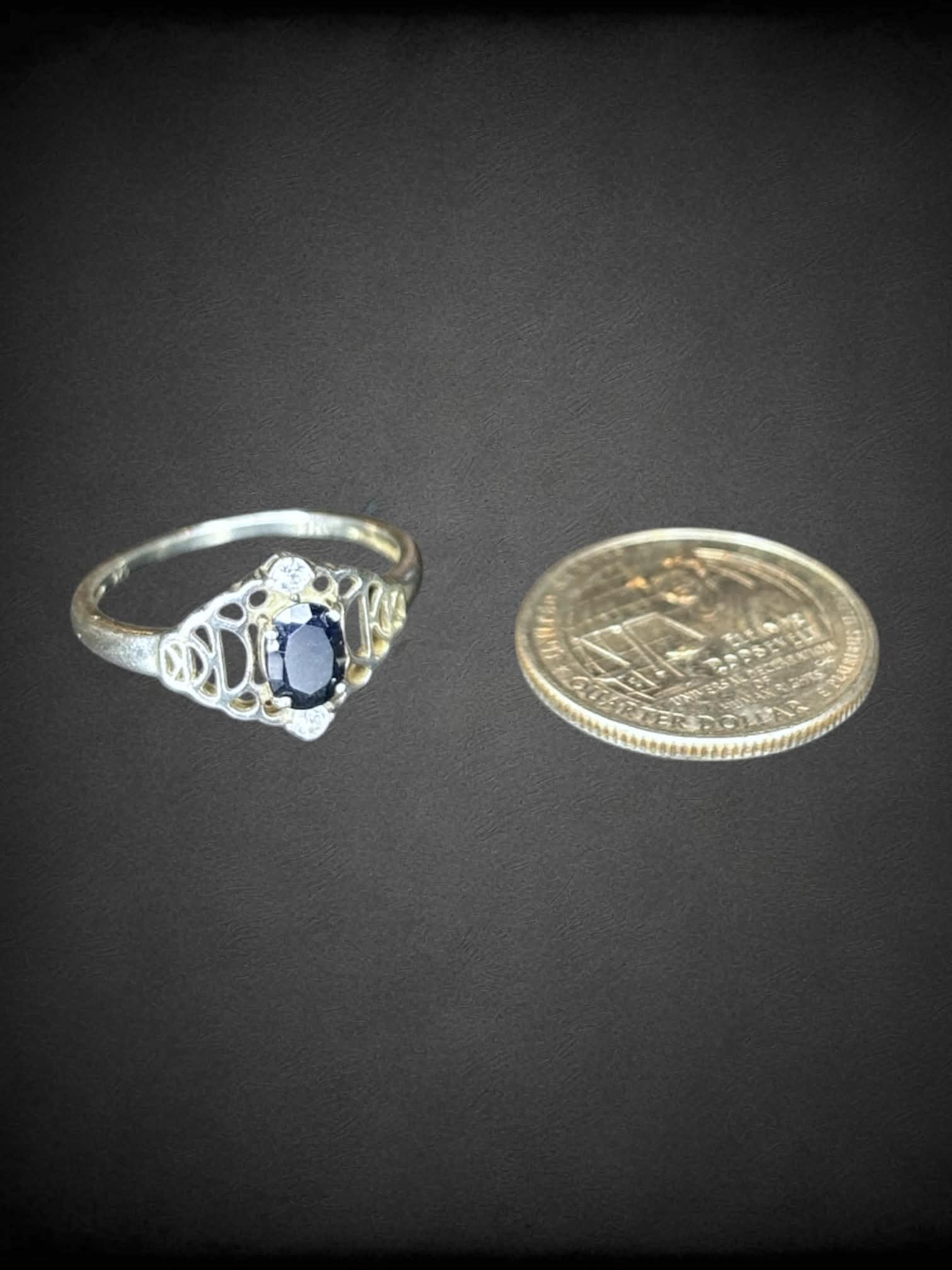 Size 11 silver ring with blue stone
