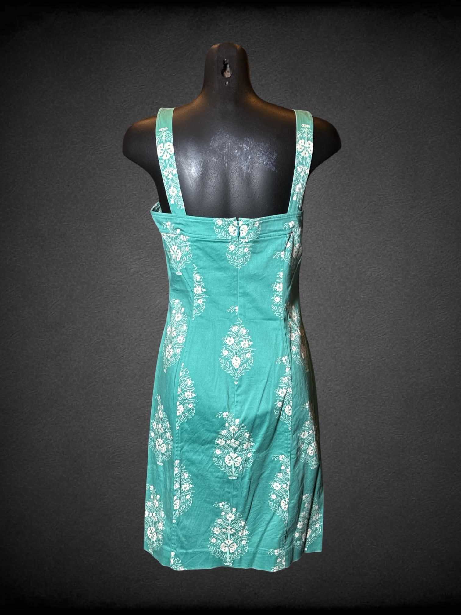 S Jones New York green dress with floral pattern, with zipper on back