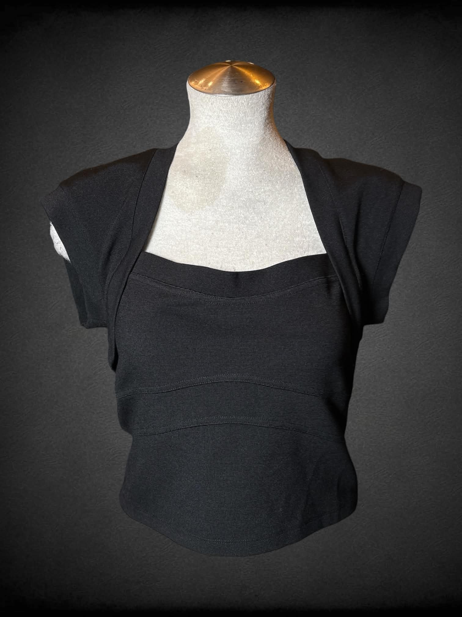 L Anthropologie black cropped top with empire waist hem