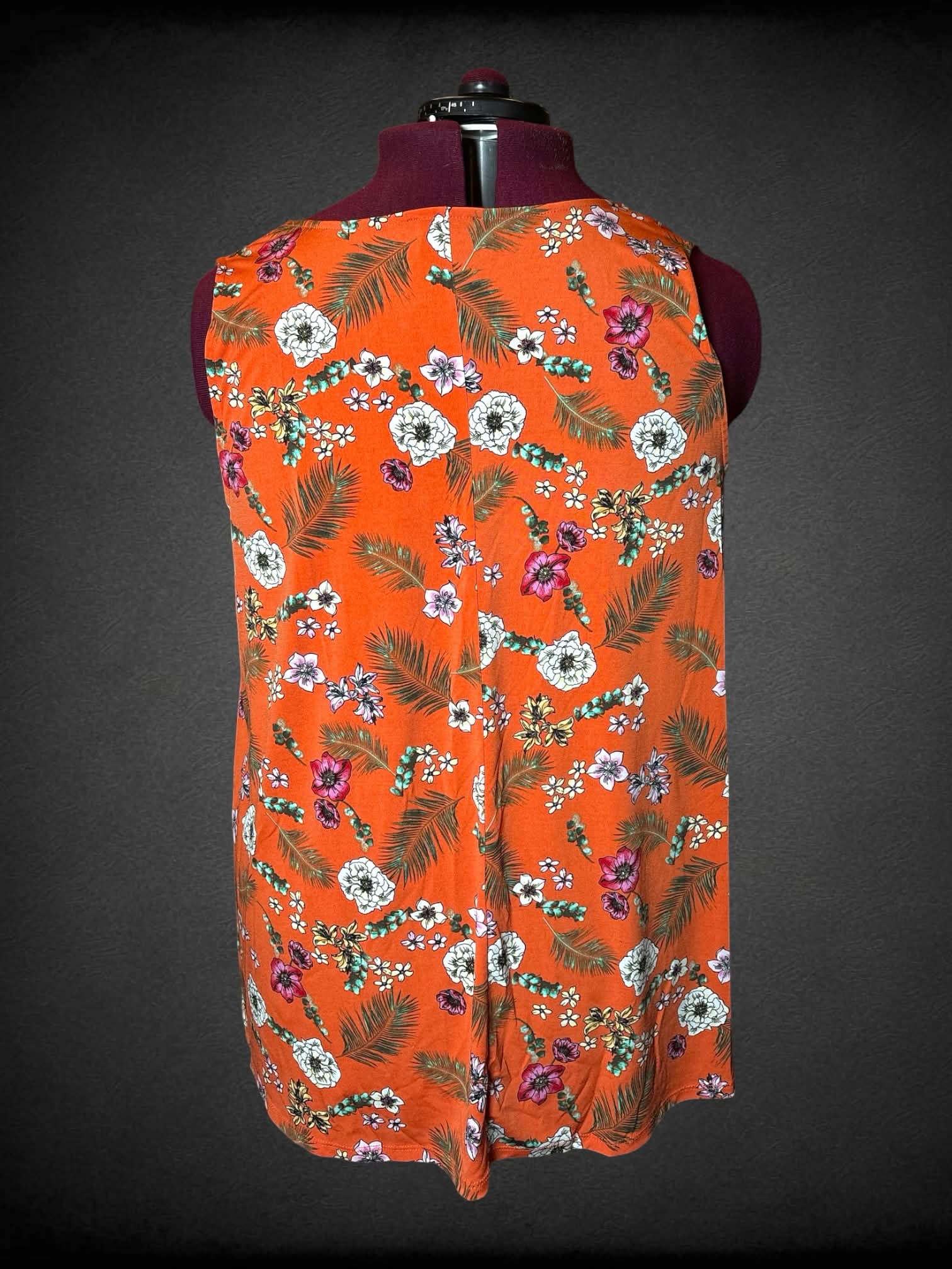 4X Lane Bryant orange flowy tank top with tropical floral pattern