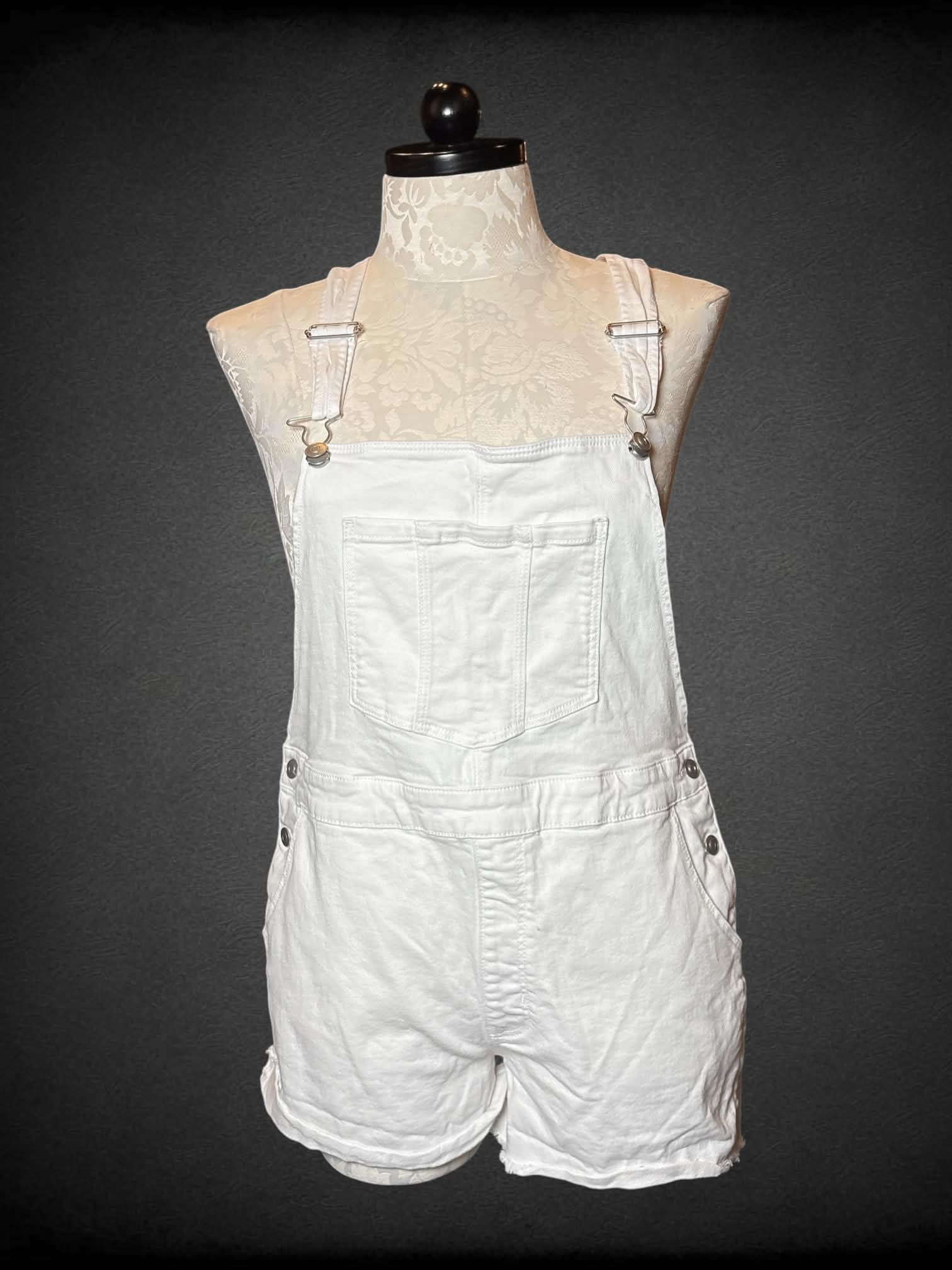 1X No Boundaries white denim overalls