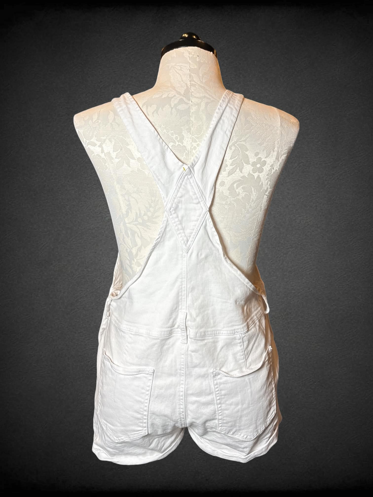 1X No Boundaries white denim overalls