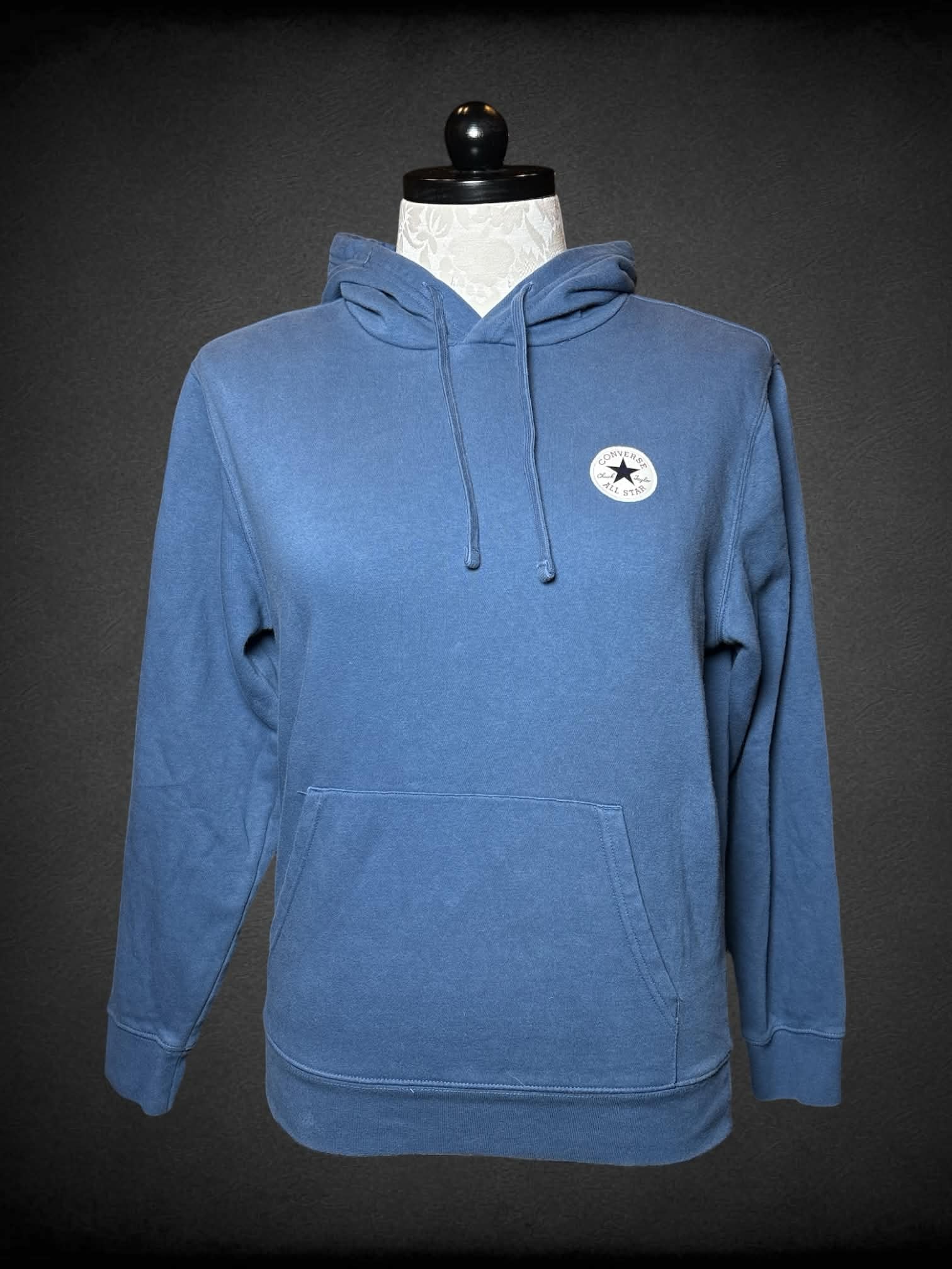 XL Converse cornflower blue pullover hoodie with “Coverse All Star” logo on front