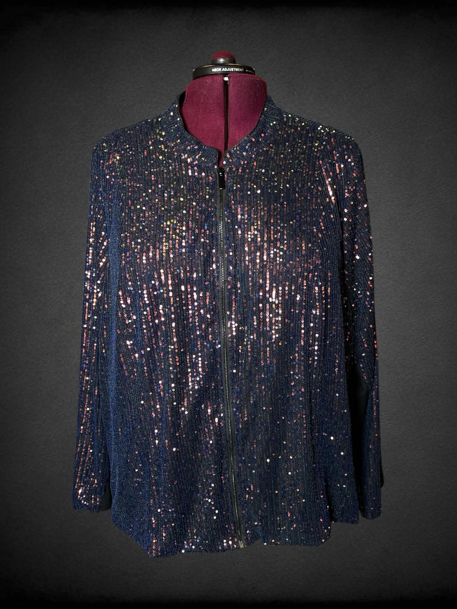 6X Torrid NWT navy blue bomber jacket with sequined pattern