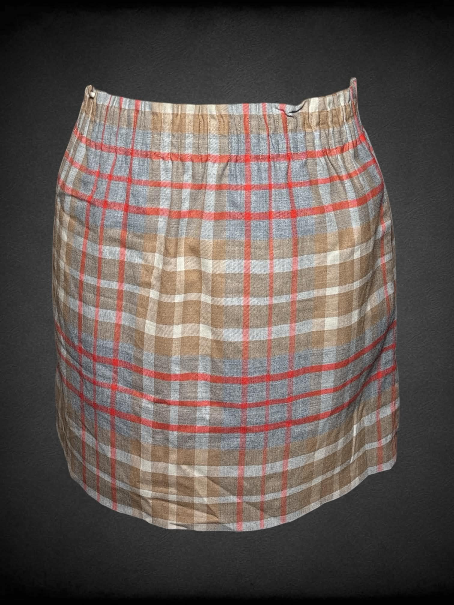 XL J. Crew brown plaid pencil skirt with pockets, and stretch waist