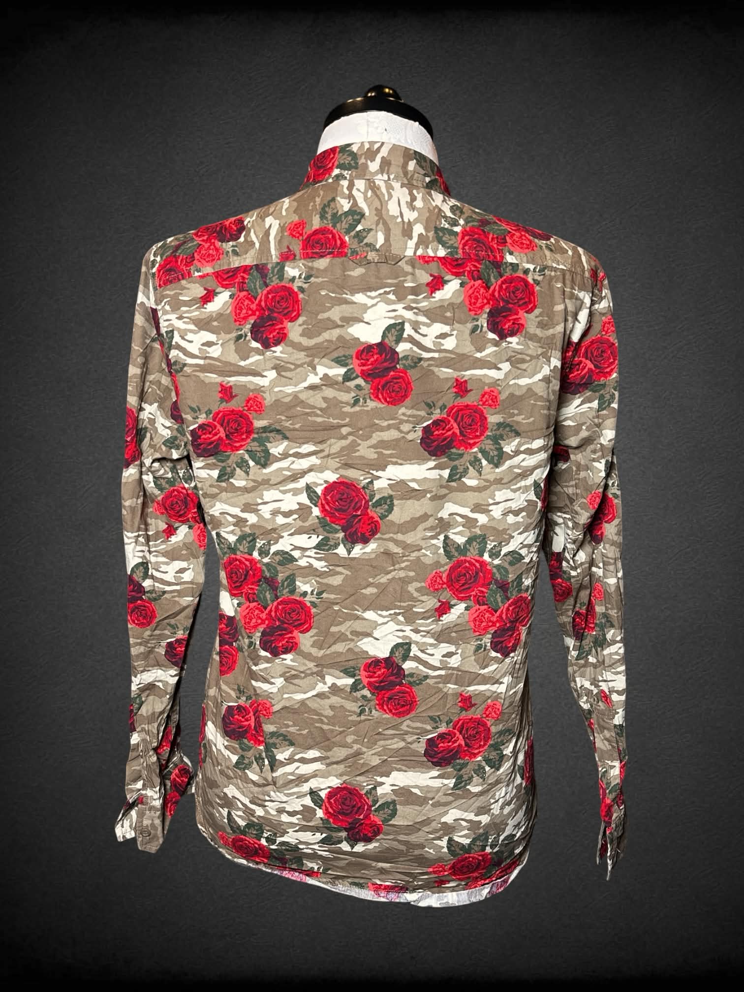 0X The Rail brown camo button-up shirt with rose pattern