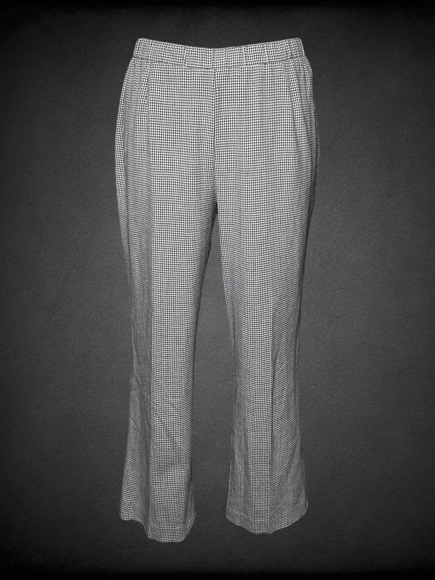 XL Kim Rogers vintage black & white pants with houndstooth pattern, and stretch waist