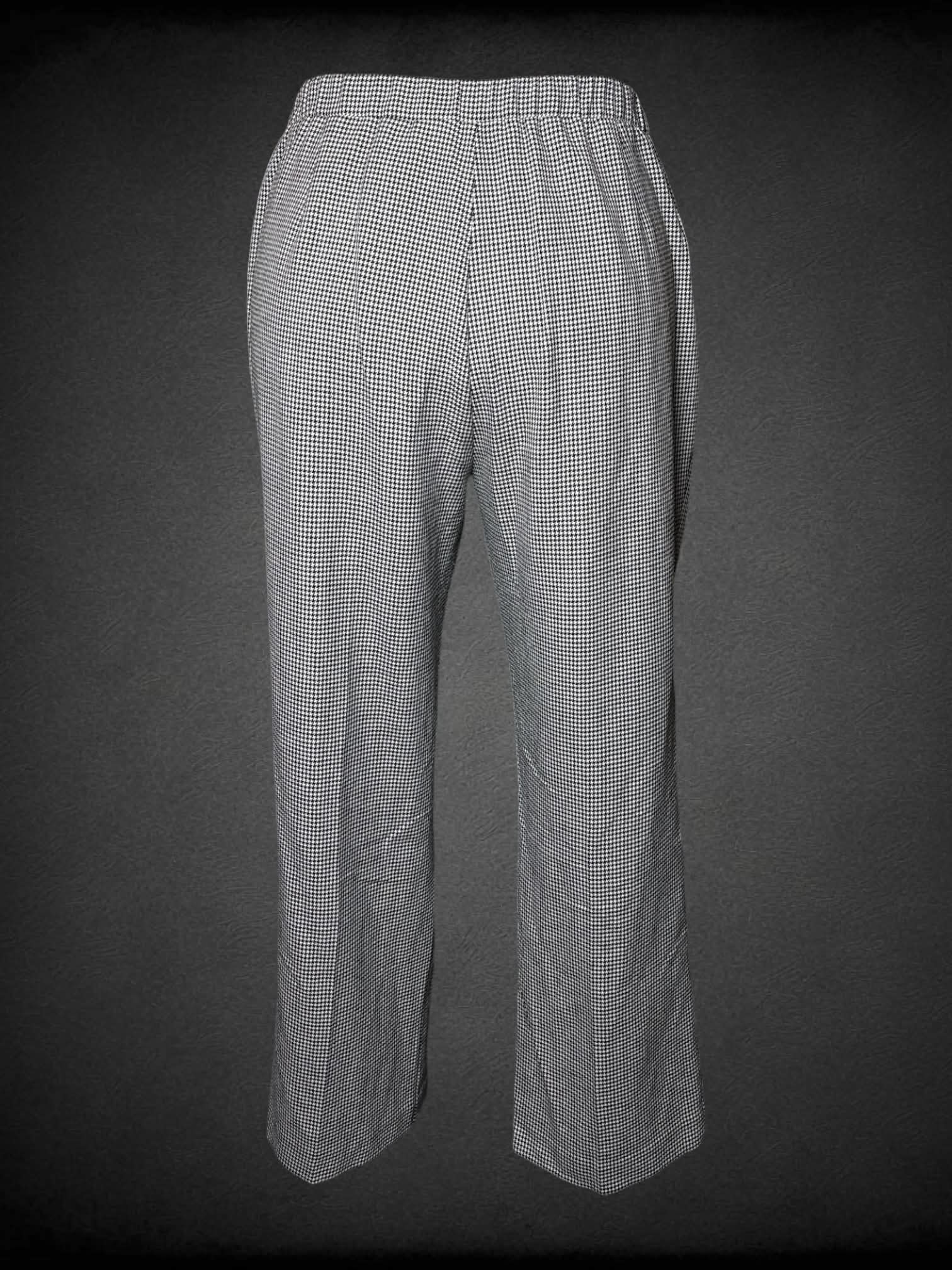 XL Kim Rogers vintage black & white pants with houndstooth pattern, and stretch waist