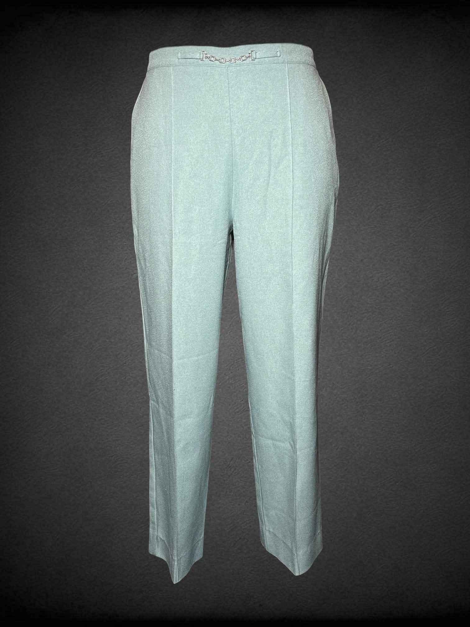0X Alfred Dunner vintage sage green formal pants, with metallic chain detailing on front