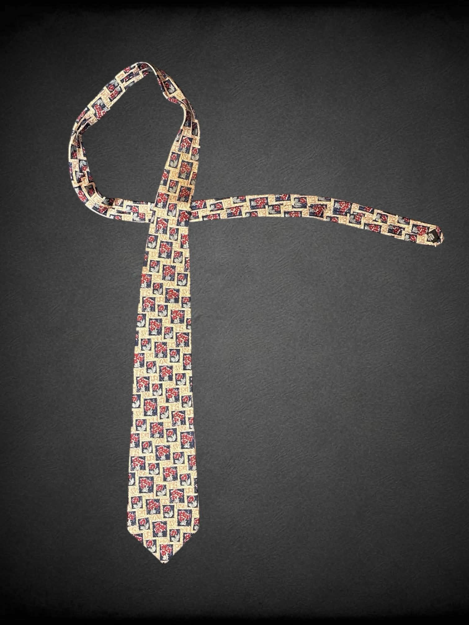 Claybrooke pure silk vintage brown tie with flower pattern