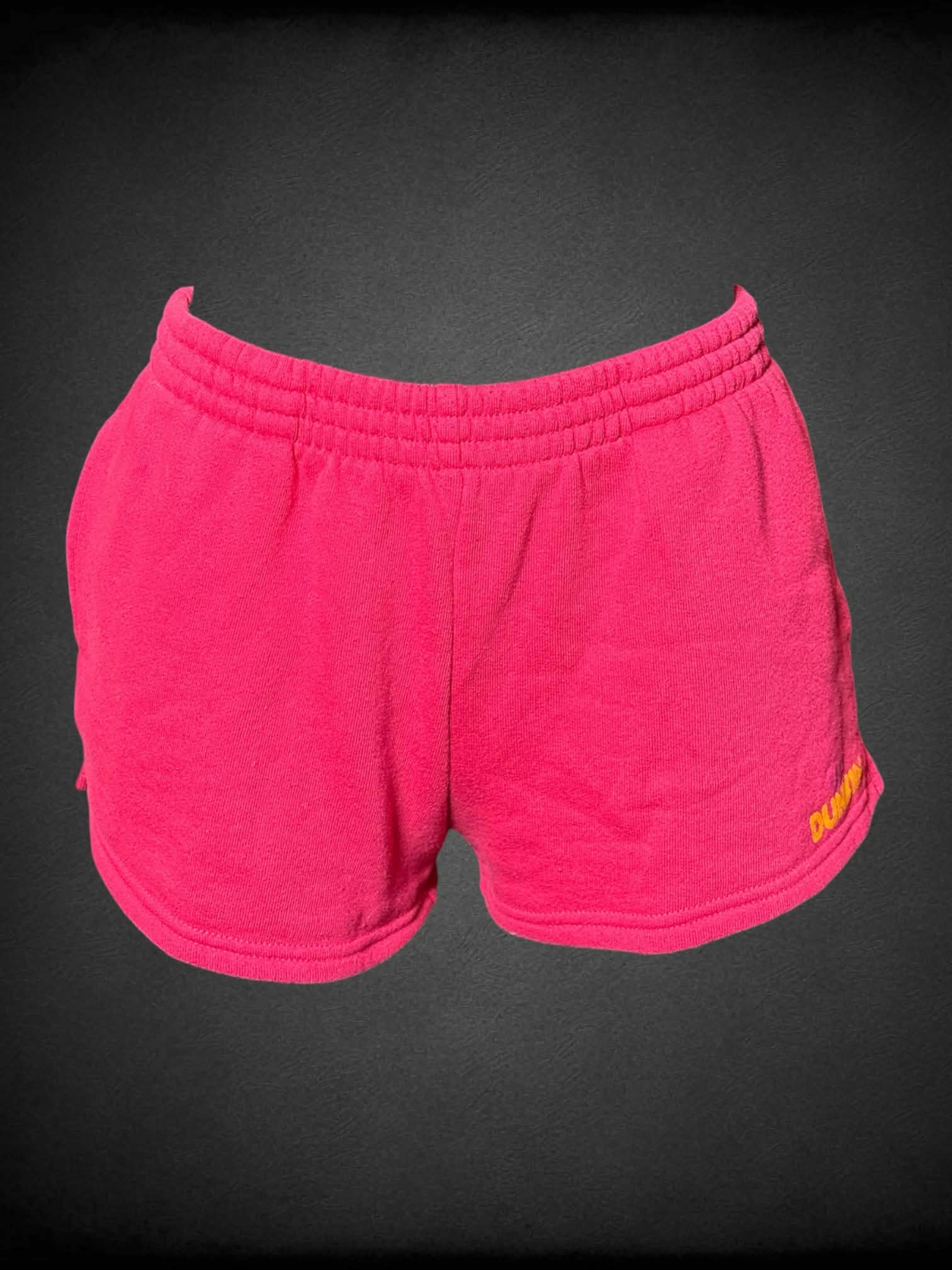S Urban Outfitters x Dunkin’ hot pink sweat shorts with pockets, and “Dunkin’” logo on back
