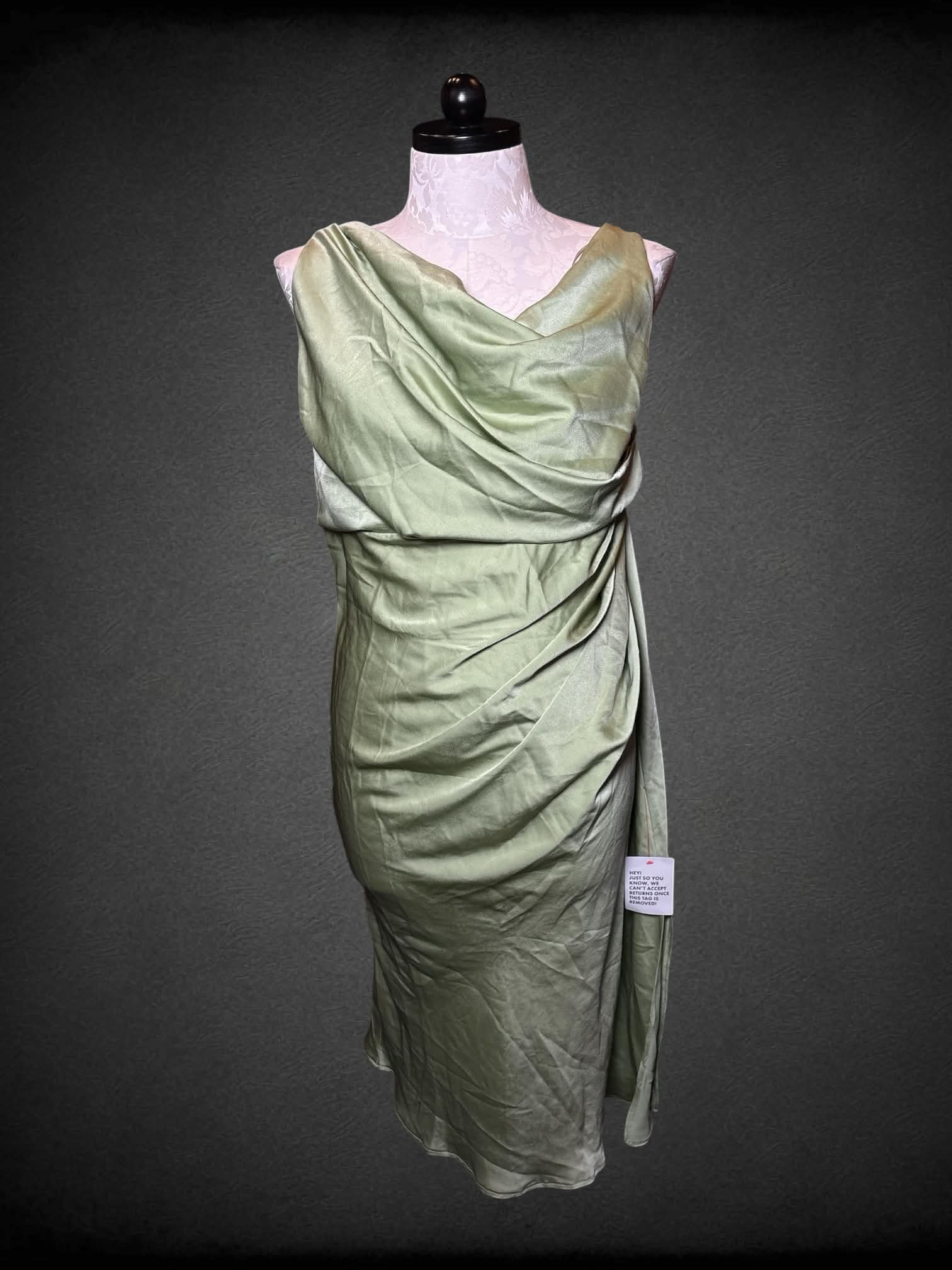XL ASOS NWT sage green dress with zipper and button on back
