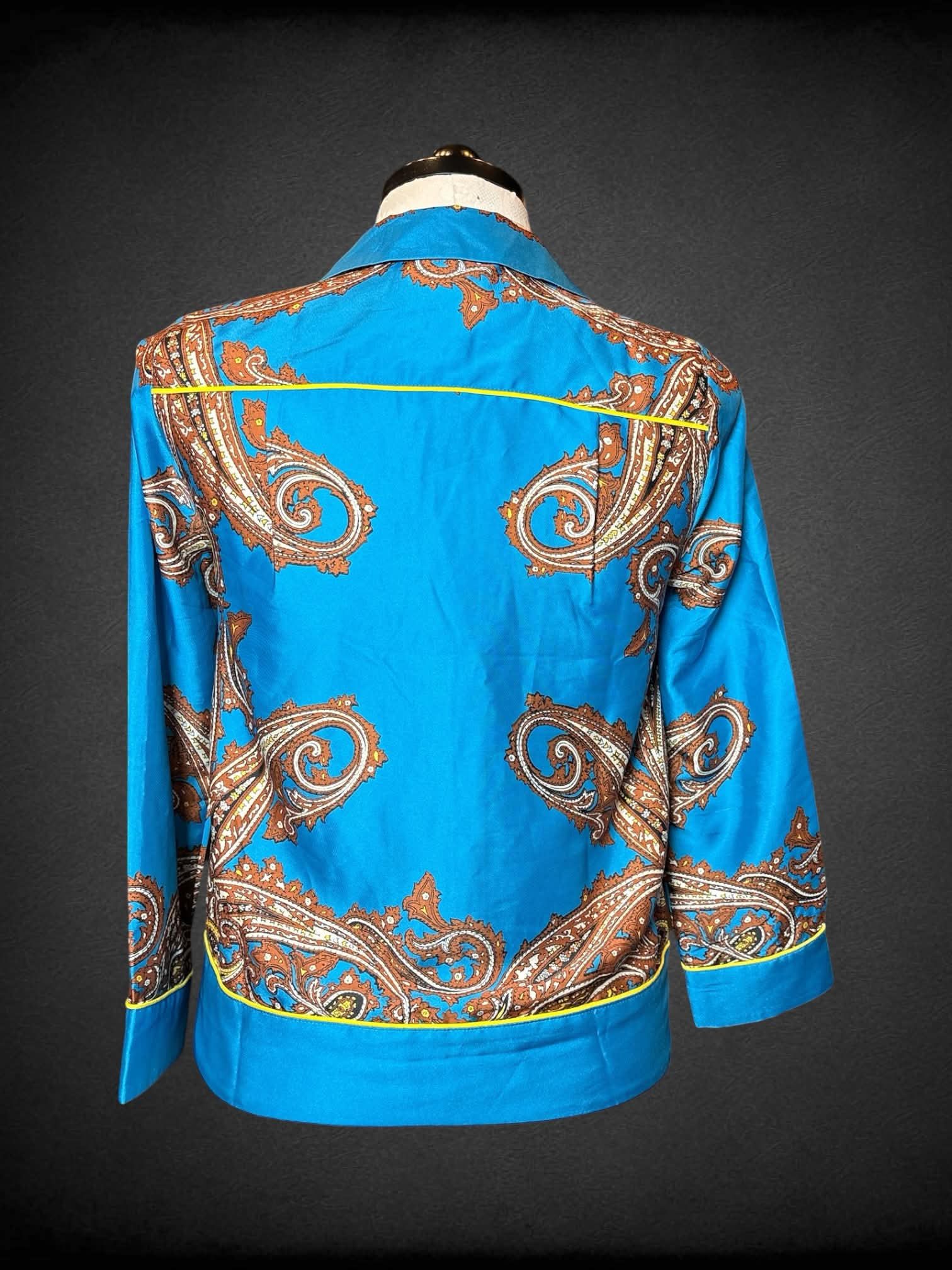 XL J.Crew blue button-up shirt with brown & yellow paisley pattern