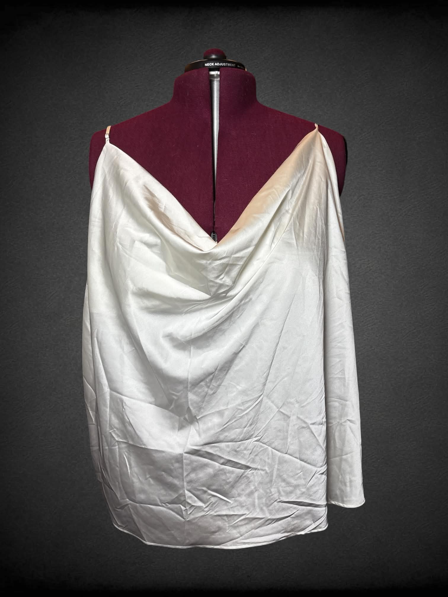 3X The Drop white “silk-like” blouse with adjustable straps