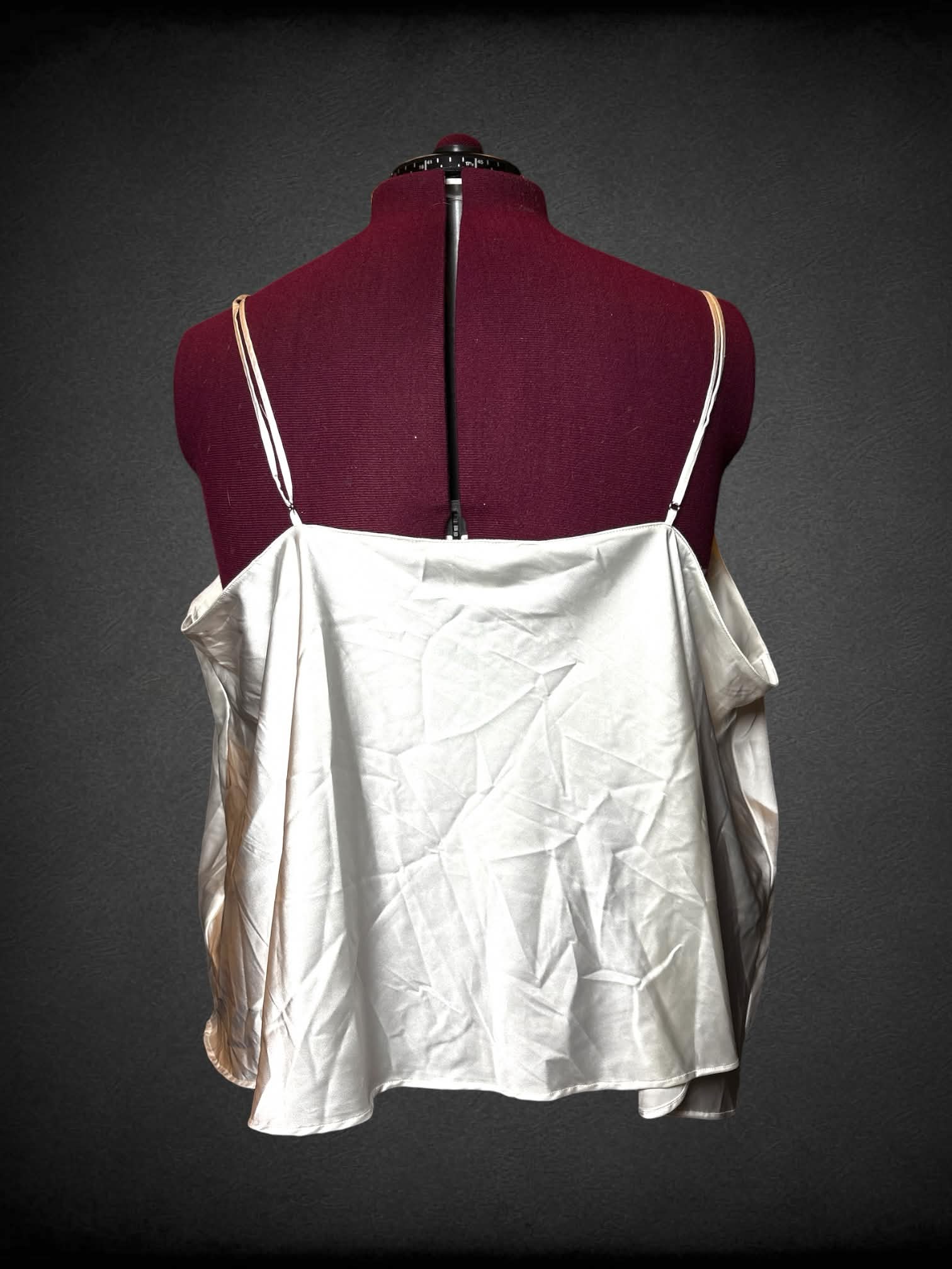 3X The Drop white “silk-like” blouse with adjustable straps