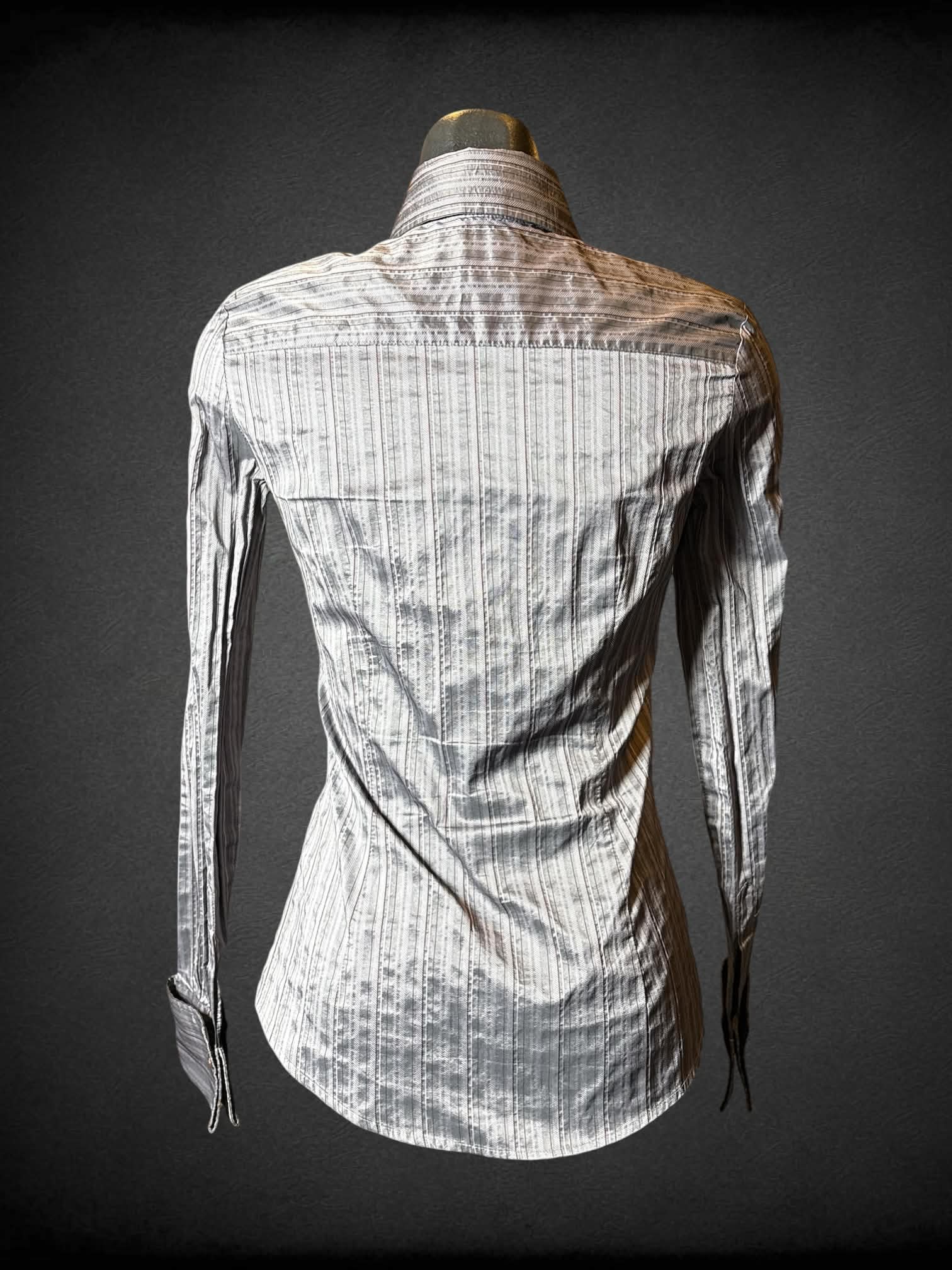 XS Zara vintage metallic purple button-up shirt with striped pattern