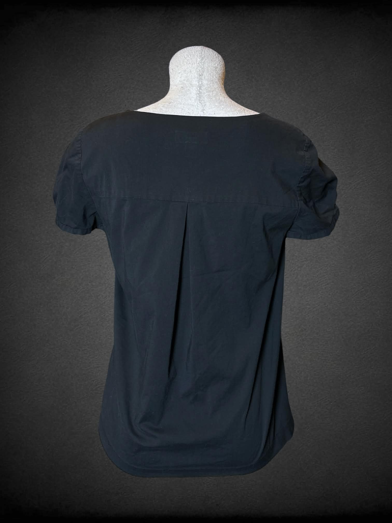 L Loft black blouse with decorative tie on front