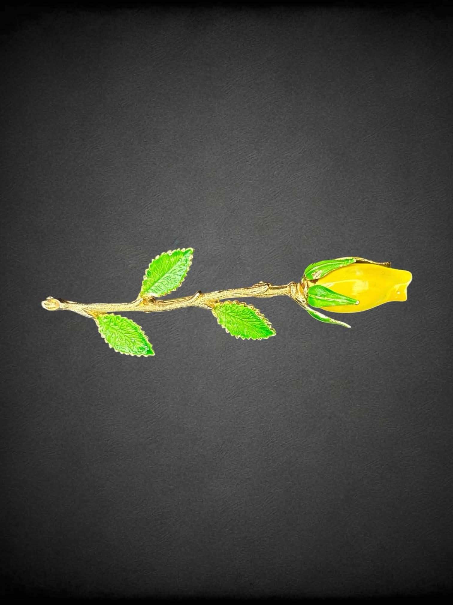 Gold yellow rose broach