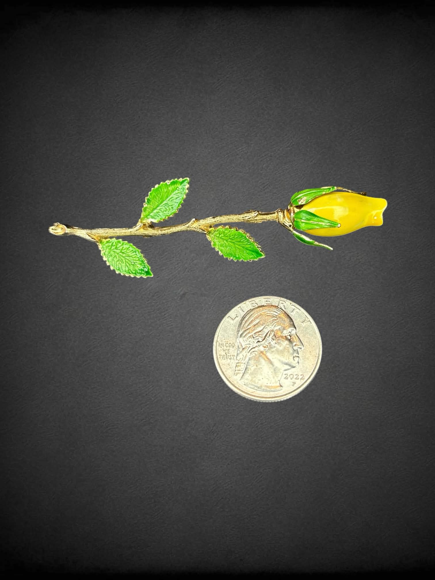 Gold yellow rose broach