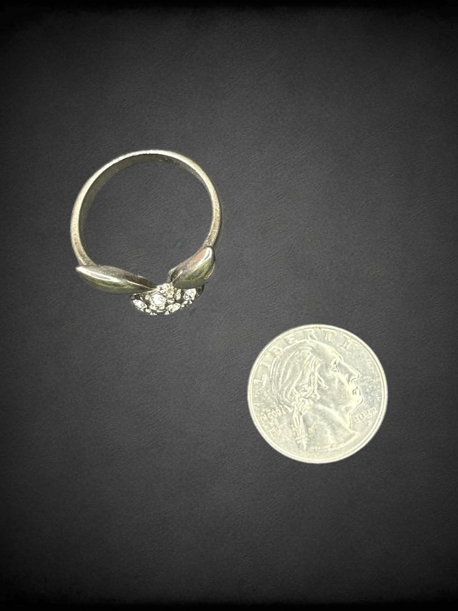Size 13 silver ring with bejeweled bunny skull
