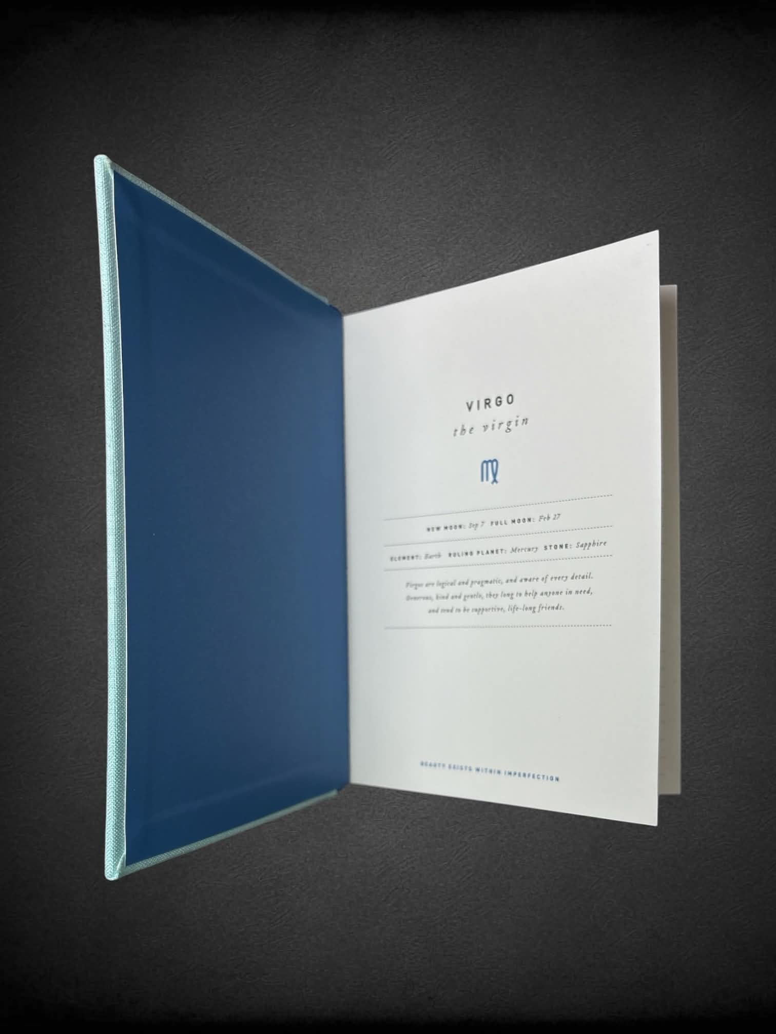 Blue Virgo hard cover notebook