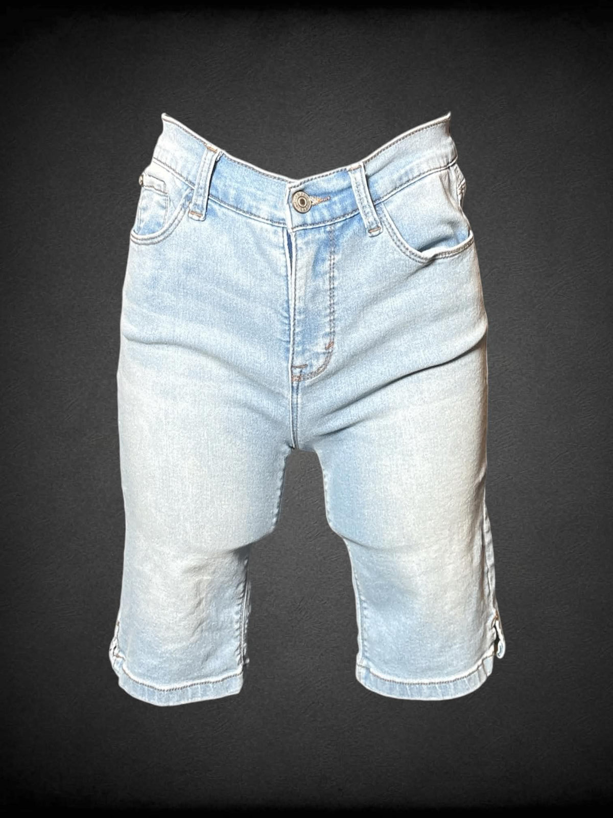 S Curve Appeal light blue jorts with stretch waist