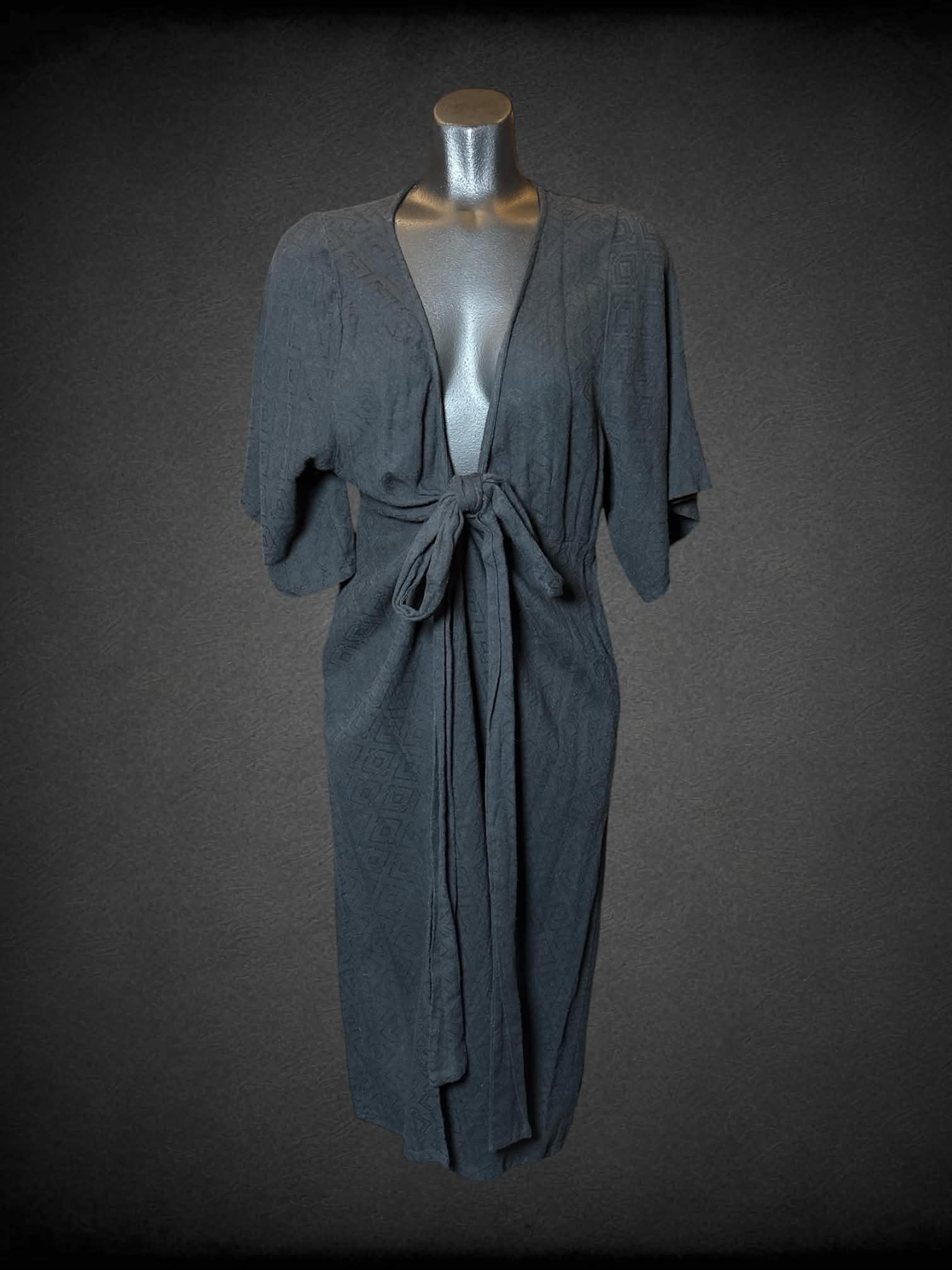 M Urban Outfitters black wrap-around robe dress with tie on waist, and pockets