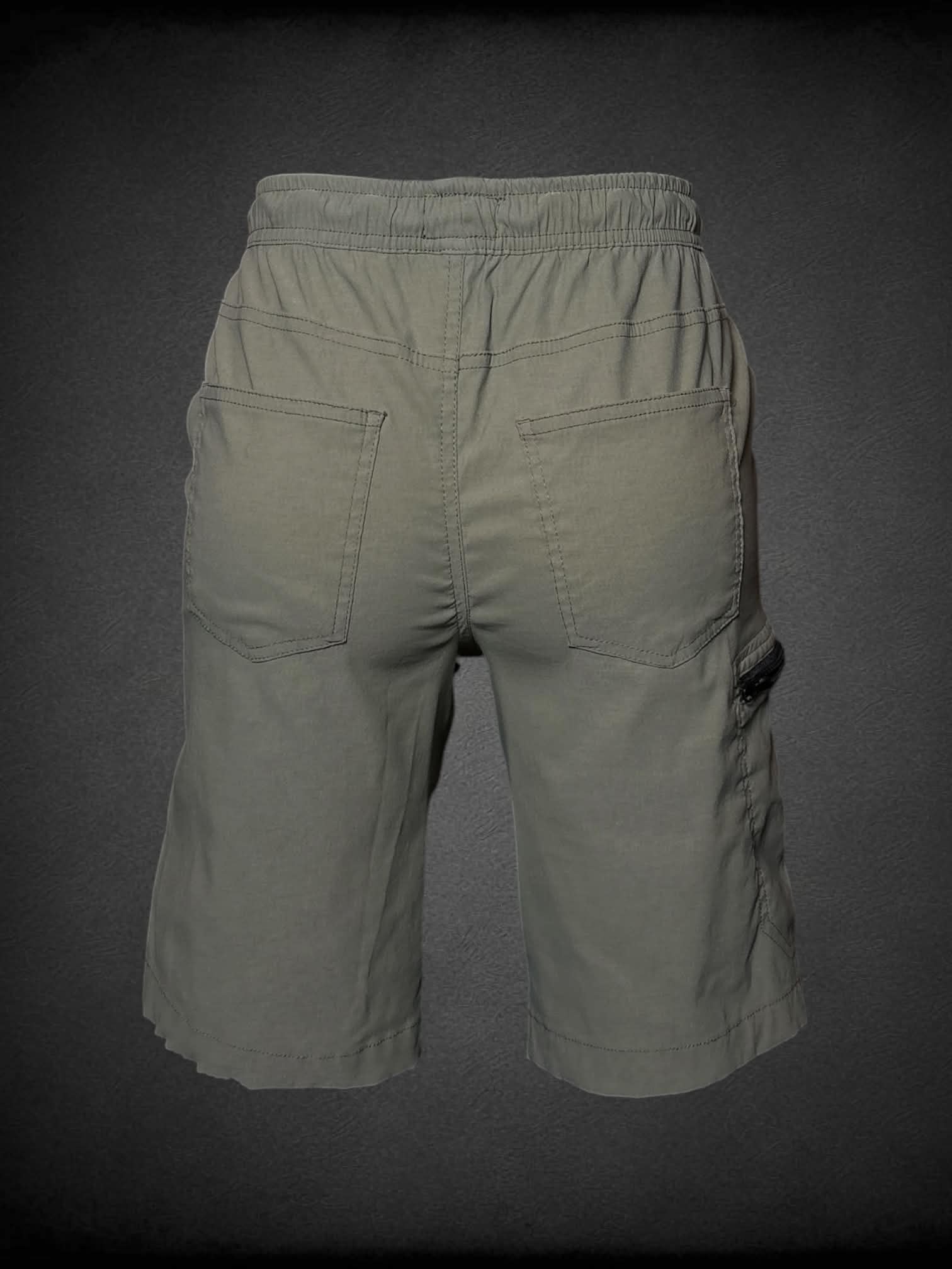M Olive green weatherproof shorts with zipper pocket on side